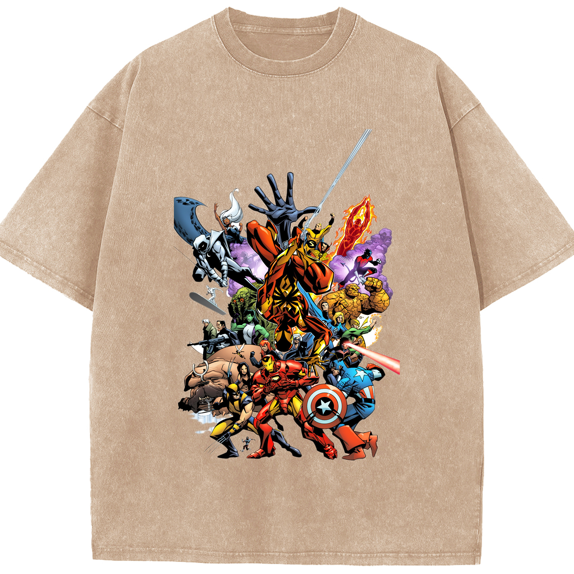 （画像用） アベンジャーズ The Avengers 綿100% ヴィンテージ風 半袖Tシャツ（フロントプリント）