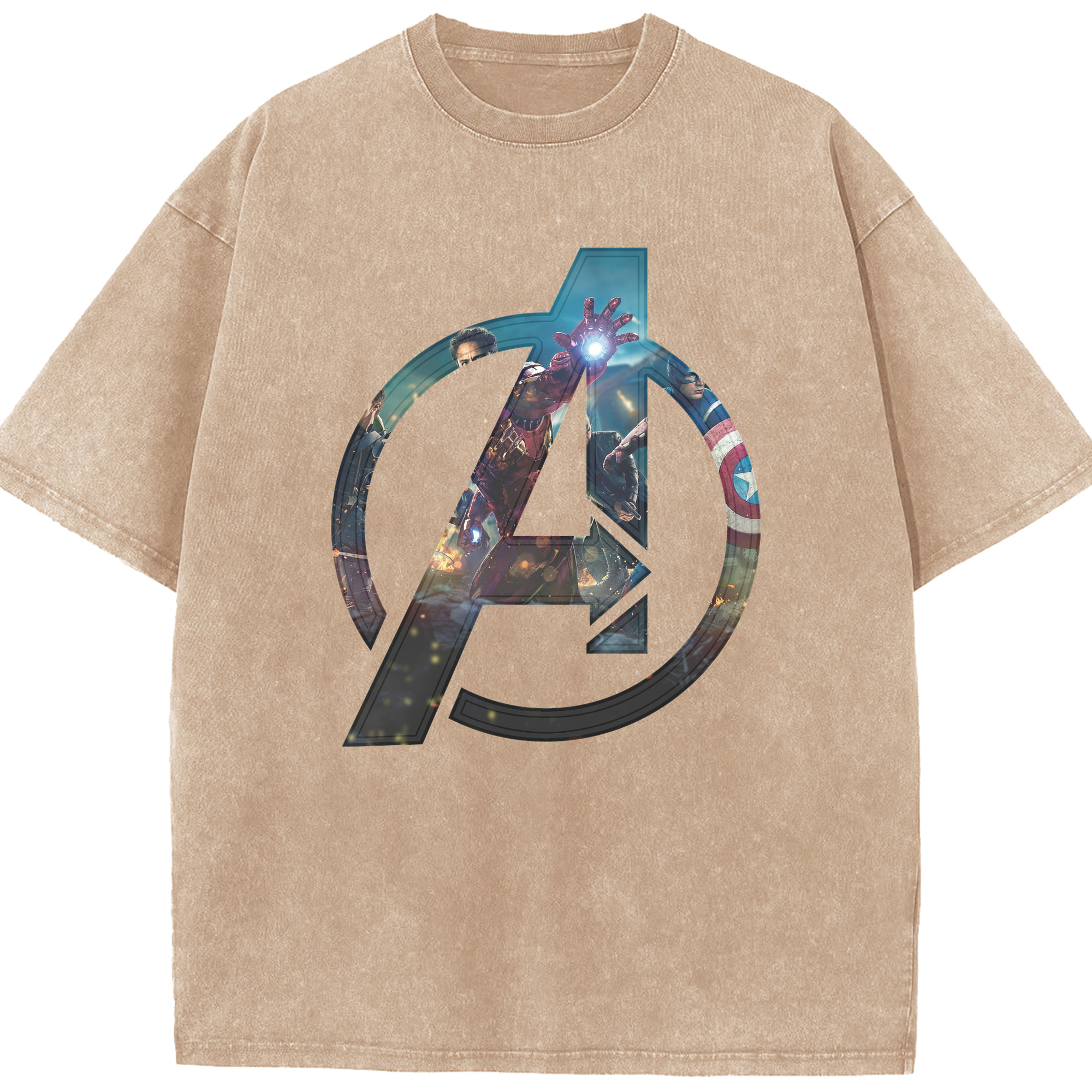 （画像用） アベンジャーズ The Avengers 綿100% ヴィンテージ風 半袖Tシャツ（フロントプリント）
