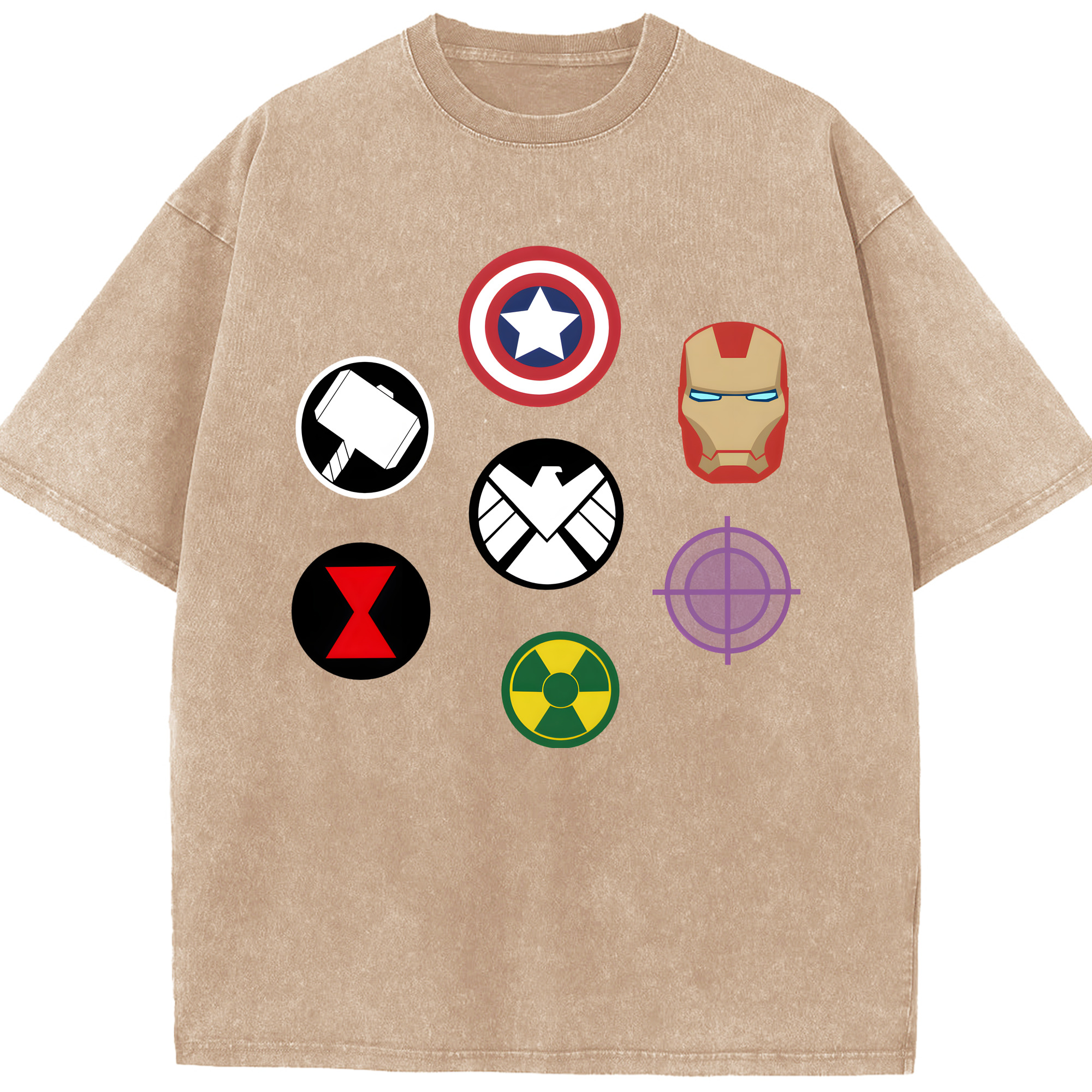 （画像用） アベンジャーズ The Avengers 綿100% ヴィンテージ風 半袖Tシャツ（フロントプリント）