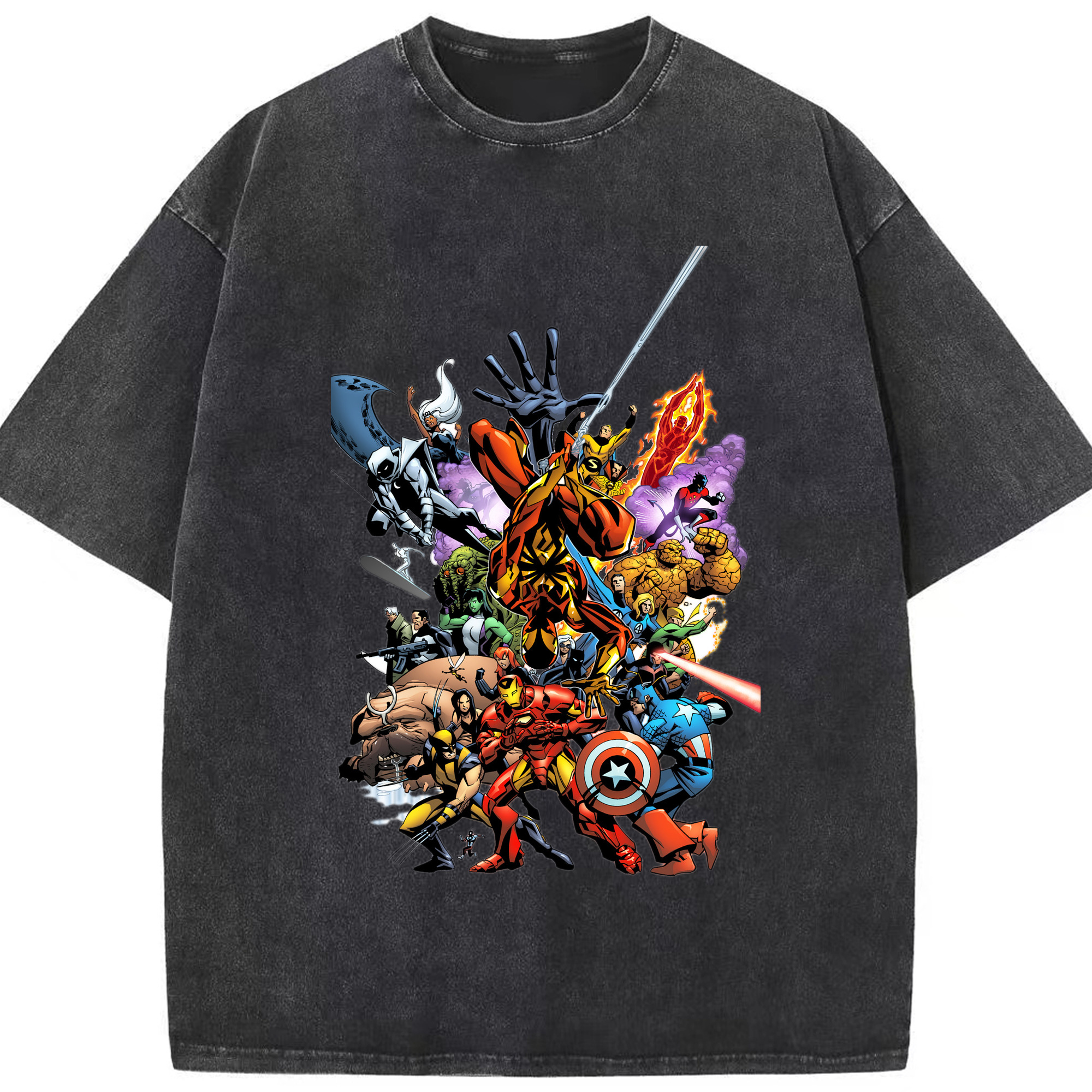 （画像用） アベンジャーズ The Avengers 綿100% ヴィンテージ風 半袖Tシャツ（フロントプリント）