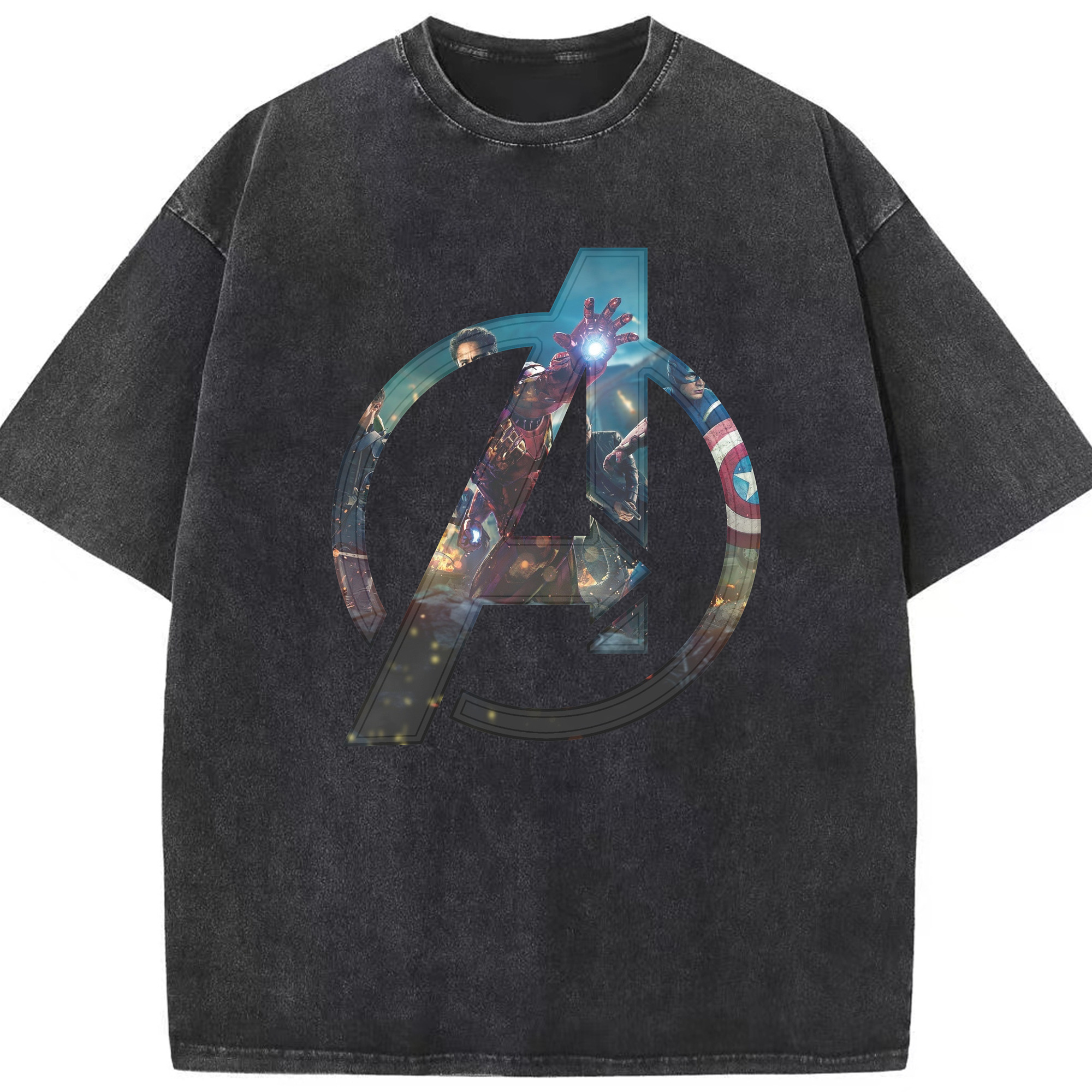 （画像用） アベンジャーズ The Avengers 綿100% ヴィンテージ風 半袖Tシャツ（フロントプリント）