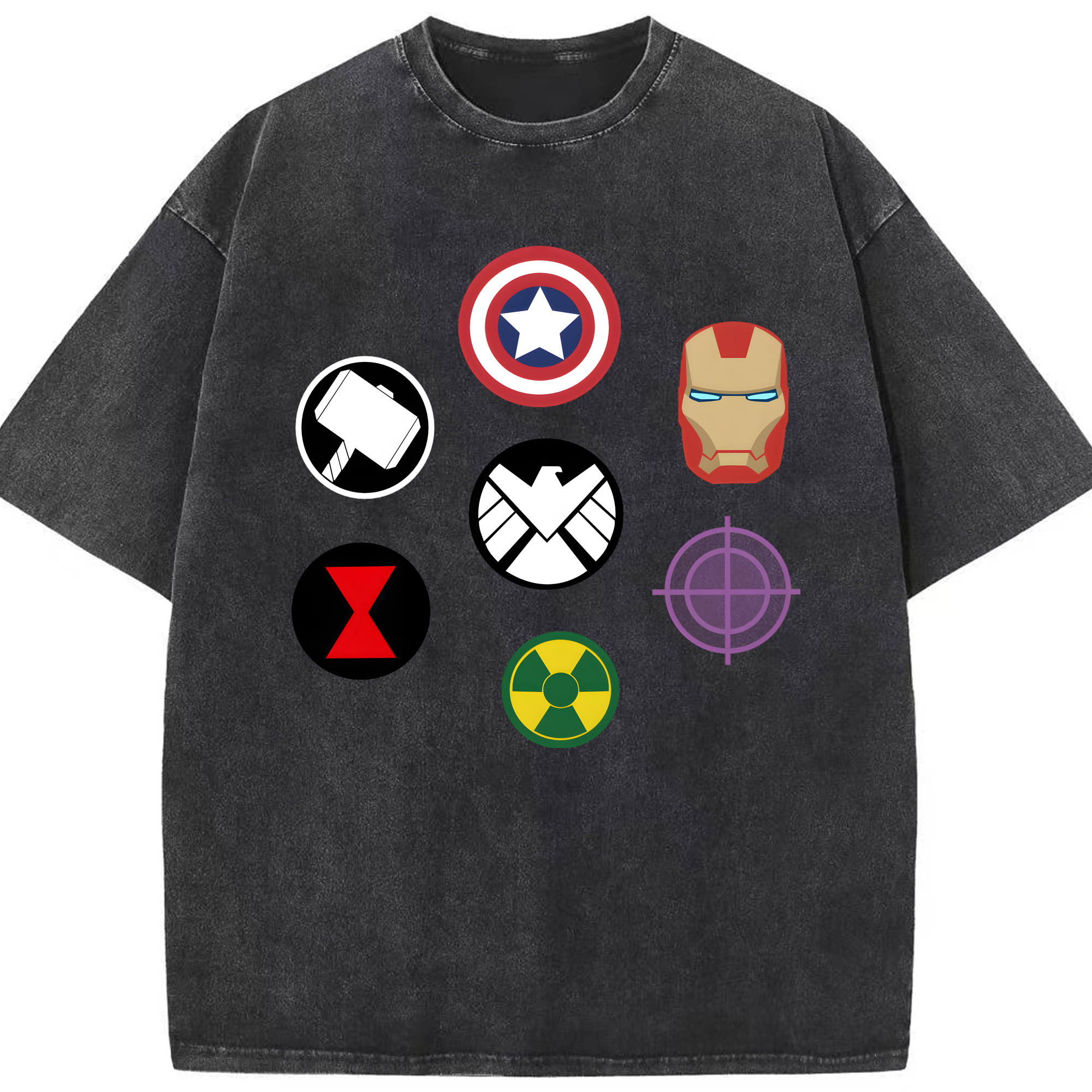 （画像用） アベンジャーズ The Avengers 綿100% ヴィンテージ風 半袖Tシャツ（フロントプリント）
