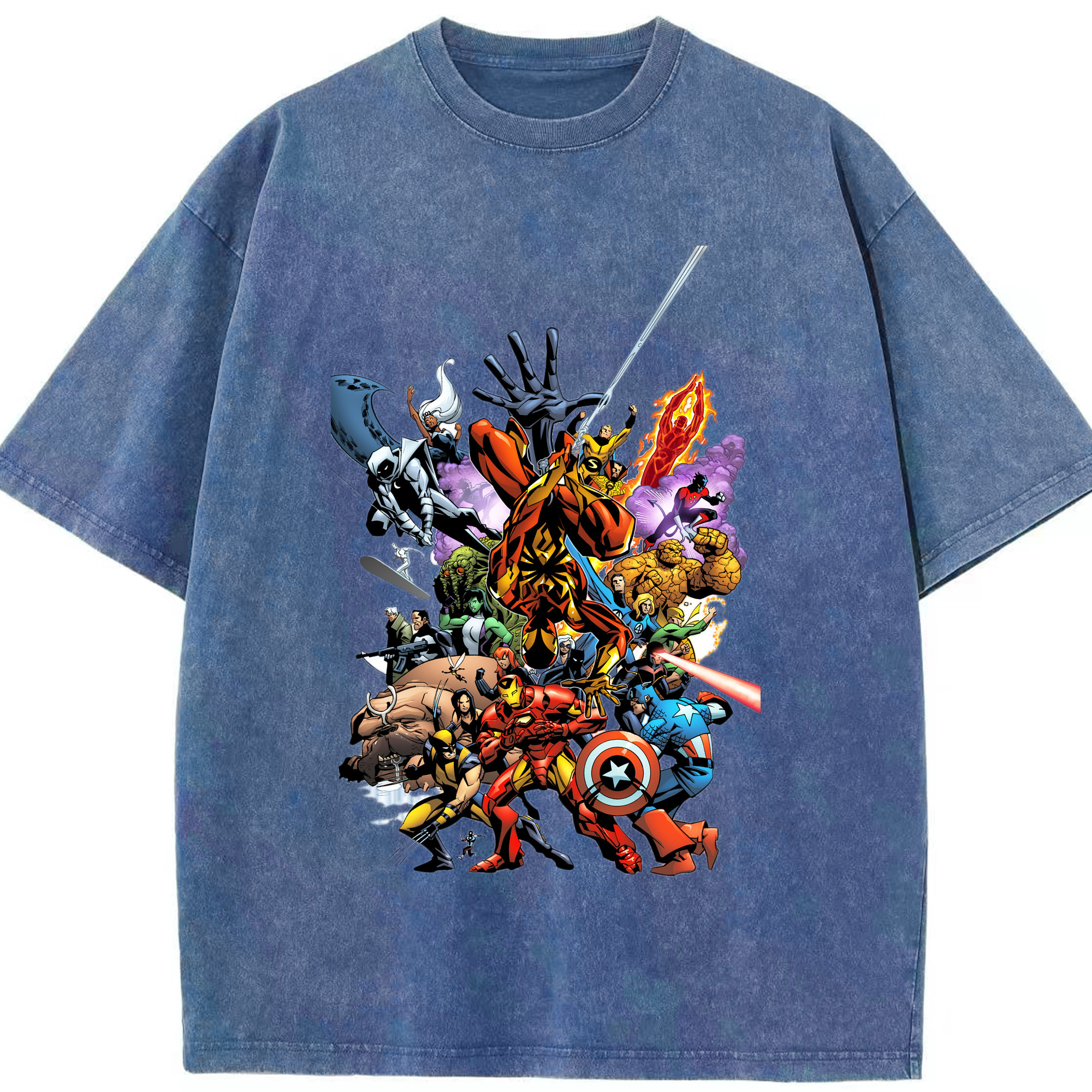 （画像用） アベンジャーズ The Avengers 綿100% ヴィンテージ風 半袖Tシャツ（フロントプリント）