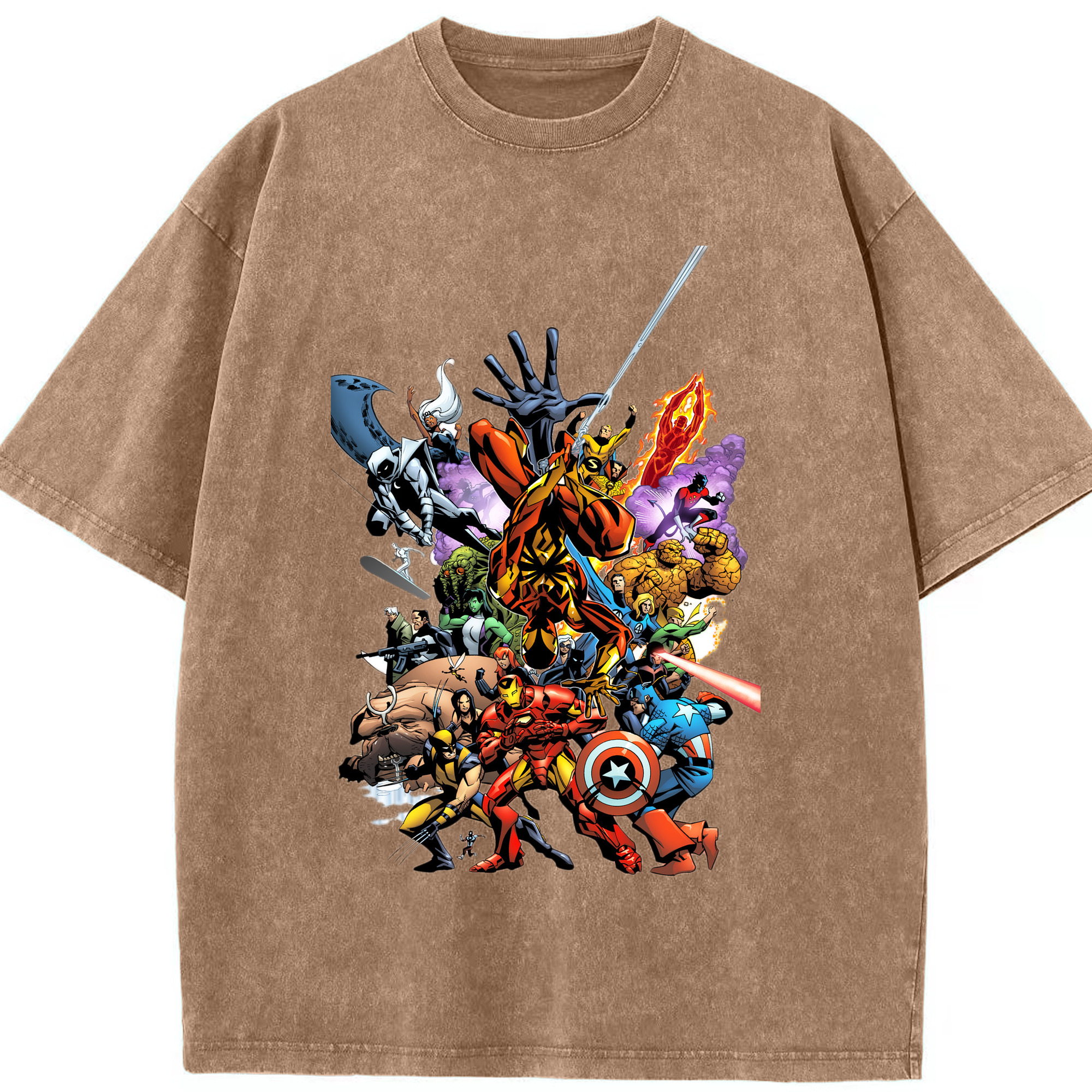 （画像用） アベンジャーズ The Avengers 綿100% ヴィンテージ風 半袖Tシャツ（フロントプリント）