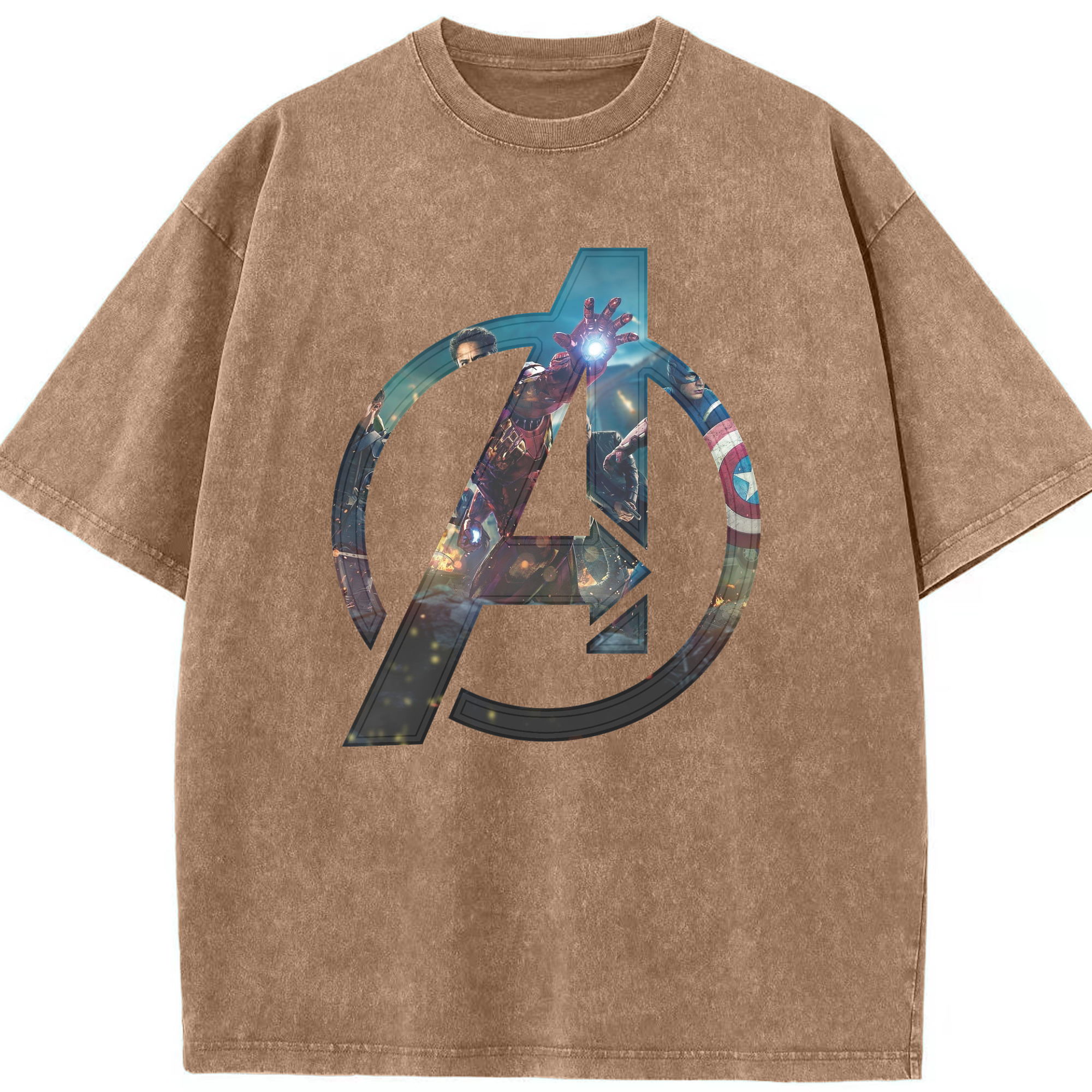 （画像用） アベンジャーズ The Avengers 綿100% ヴィンテージ風 半袖Tシャツ（フロントプリント）