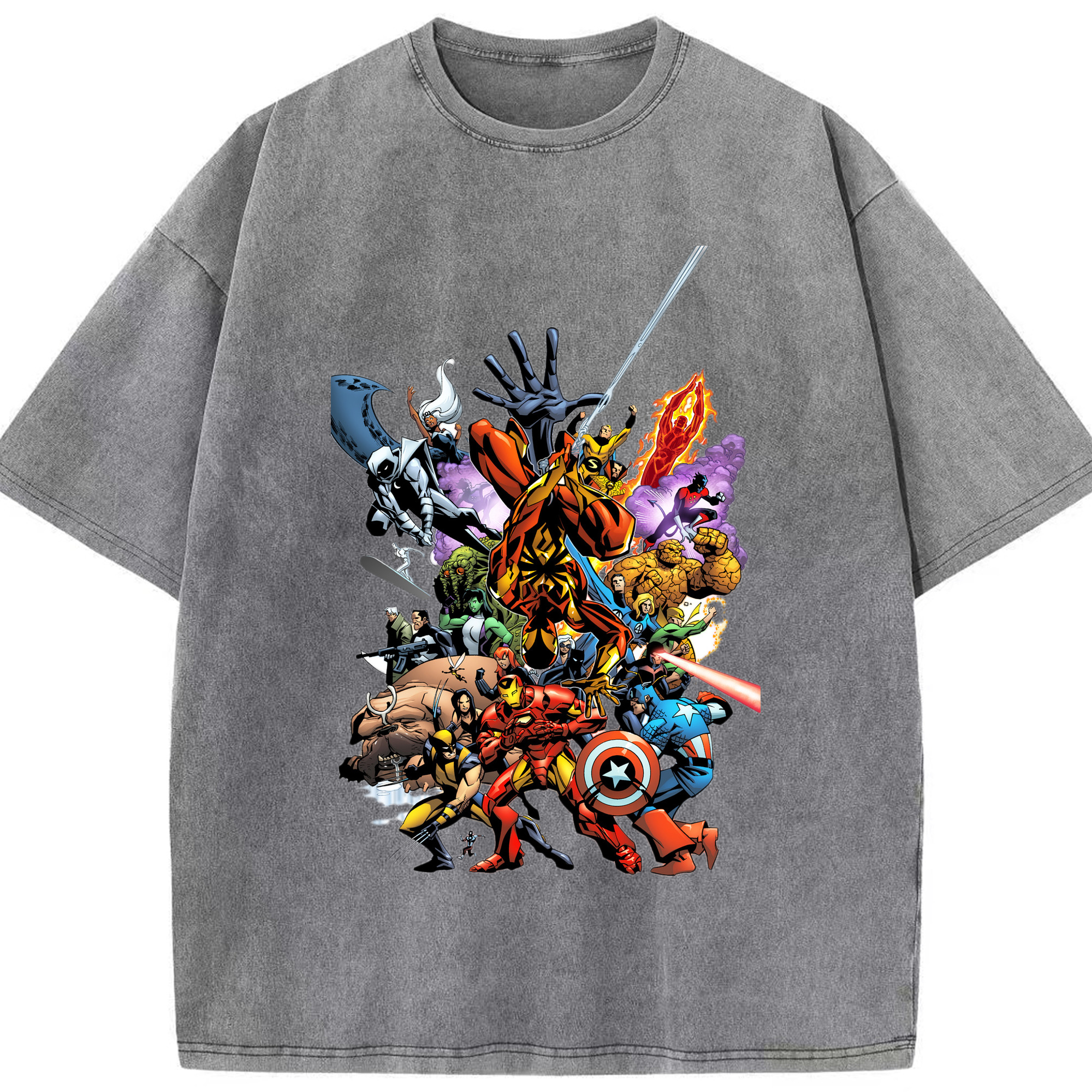 （画像用） アベンジャーズ The Avengers 綿100% ヴィンテージ風 半袖Tシャツ（フロントプリント）