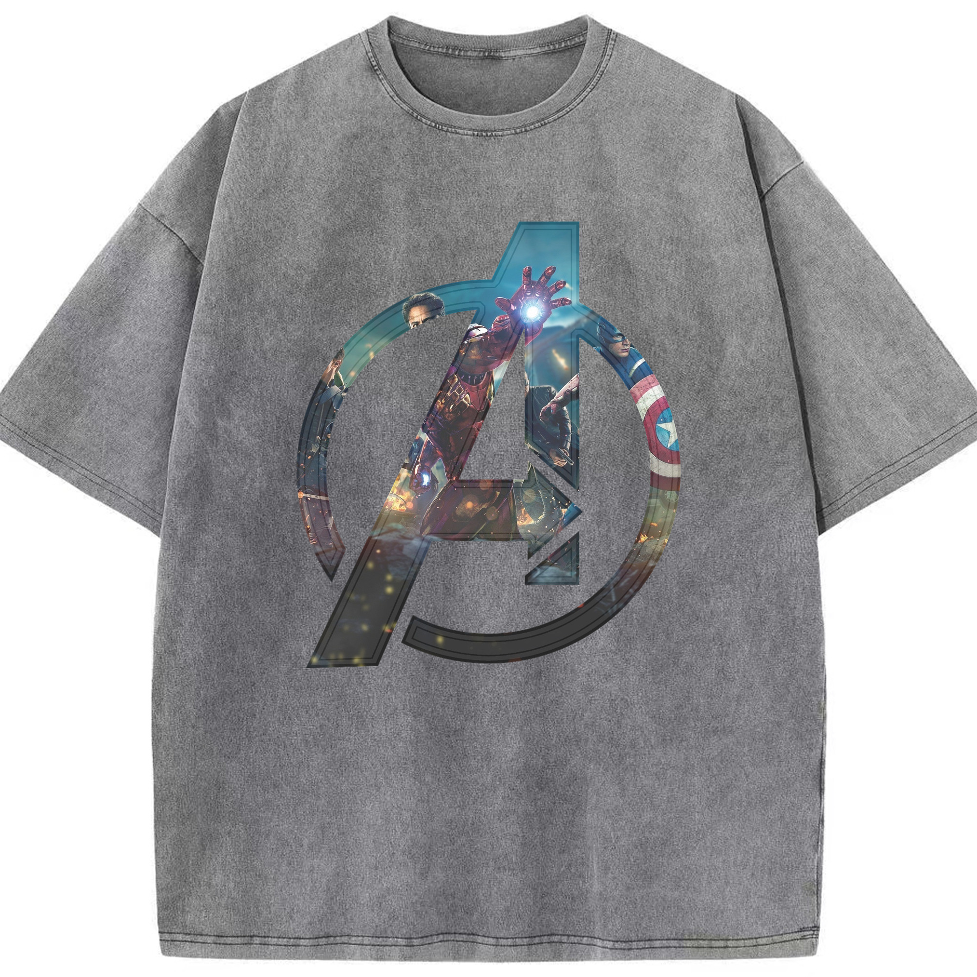 （画像用） アベンジャーズ The Avengers 綿100% ヴィンテージ風 半袖Tシャツ（フロントプリント）