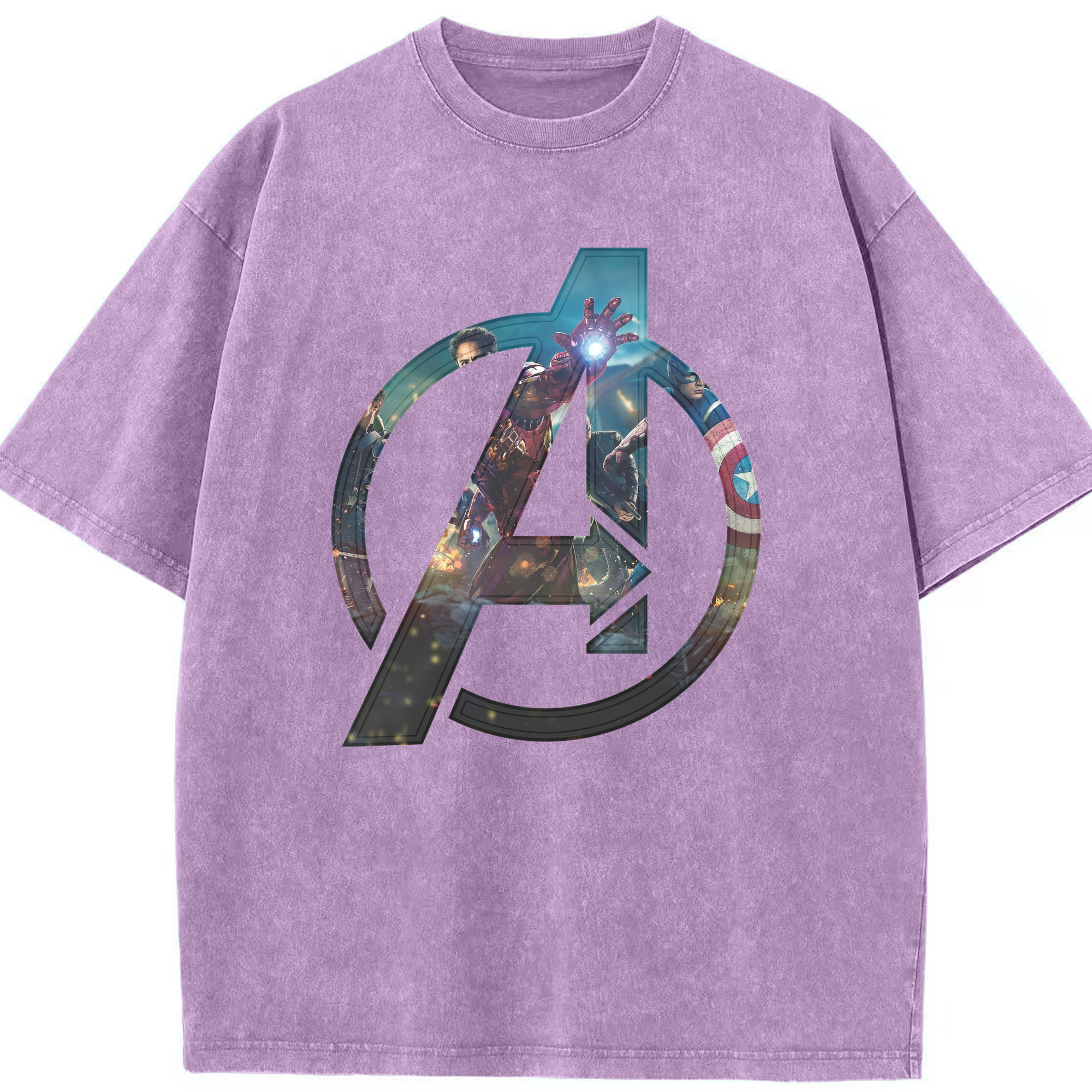 （画像用） アベンジャーズ The Avengers 綿100% ヴィンテージ風 半袖Tシャツ（フロントプリント）
