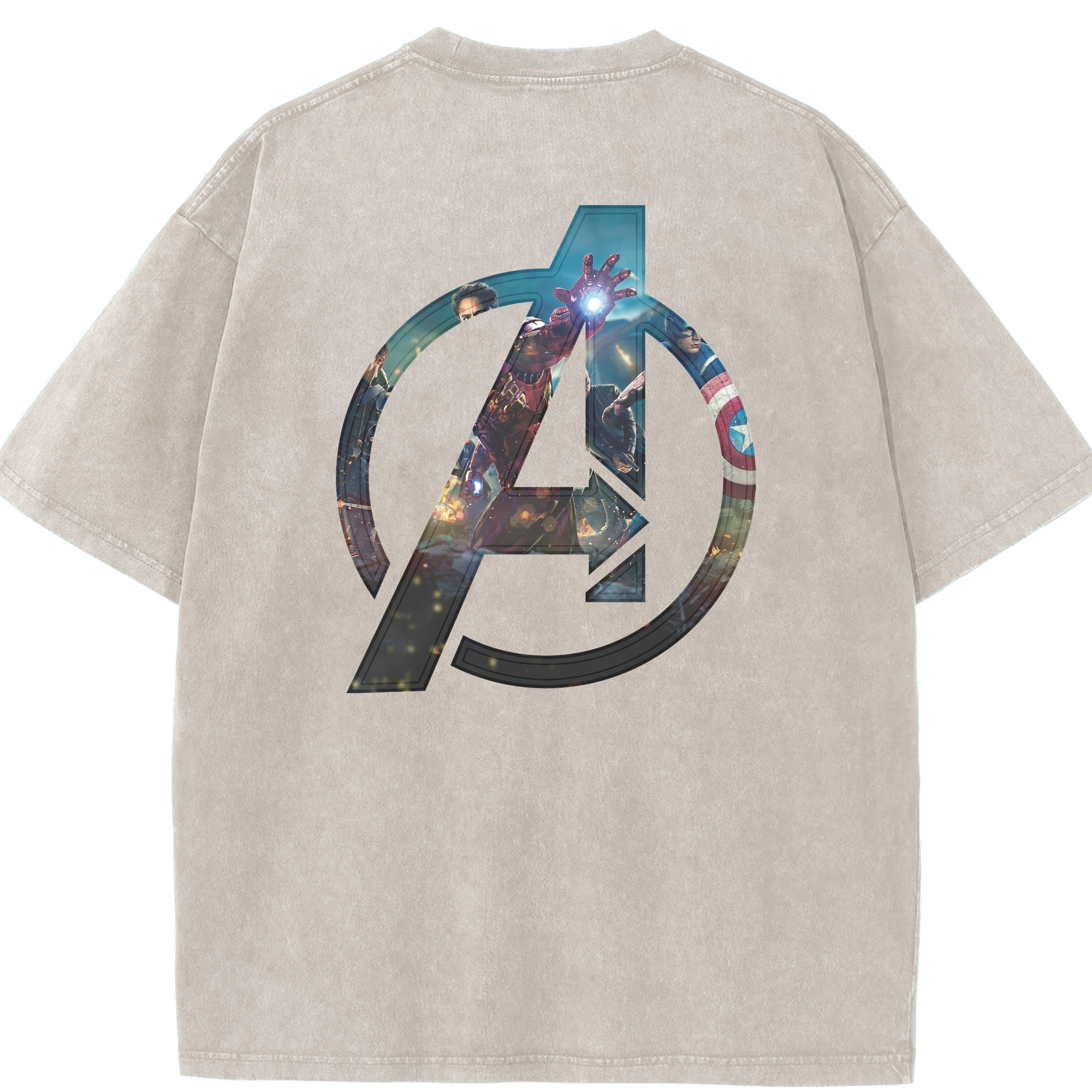 （画像用） アベンジャーズ The Avengers 綿100% ヴィンテージ風 半袖Tシャツ（背面プリント）