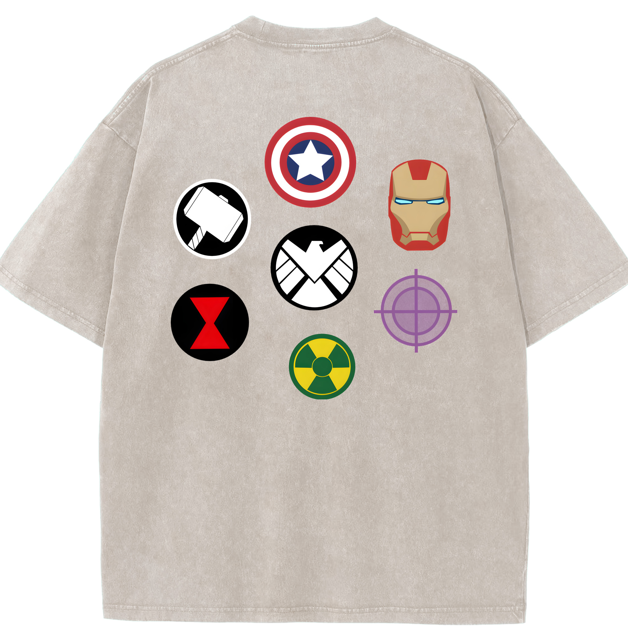 （画像用） アベンジャーズ The Avengers 綿100% ヴィンテージ風 半袖Tシャツ（背面プリント）