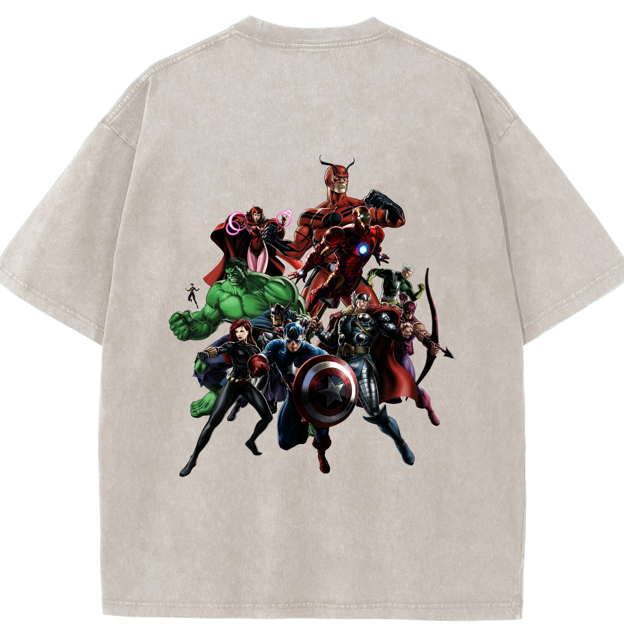 （画像用） アベンジャーズ The Avengers 綿100% ヴィンテージ風 半袖Tシャツ（背面プリント）