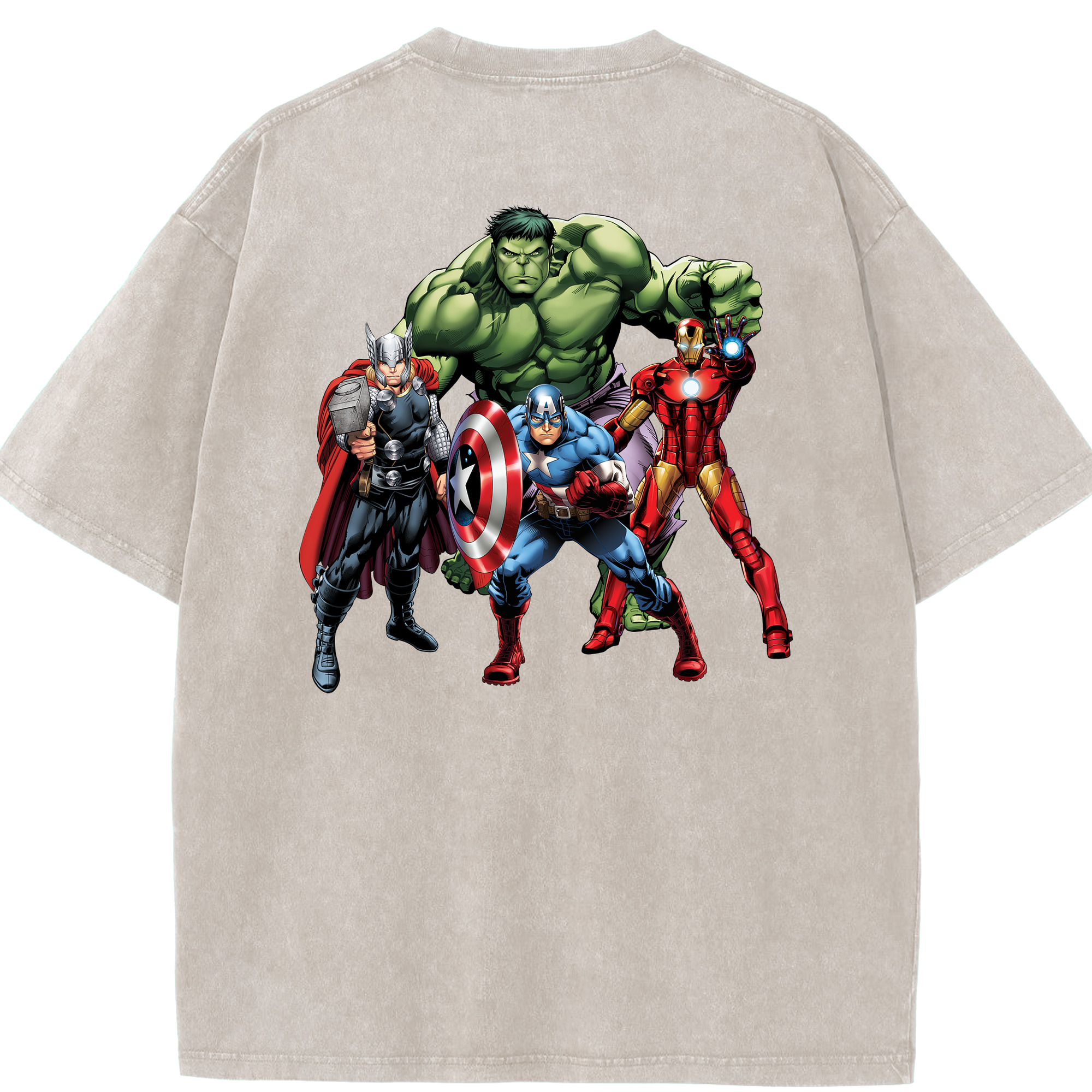 （画像用） アベンジャーズ The Avengers 綿100% ヴィンテージ風 半袖Tシャツ（背面プリント）
