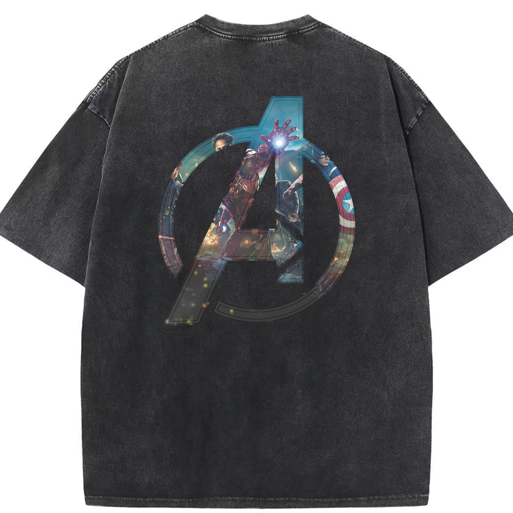 （画像用） アベンジャーズ The Avengers 綿100% ヴィンテージ風 半袖Tシャツ（背面プリント）