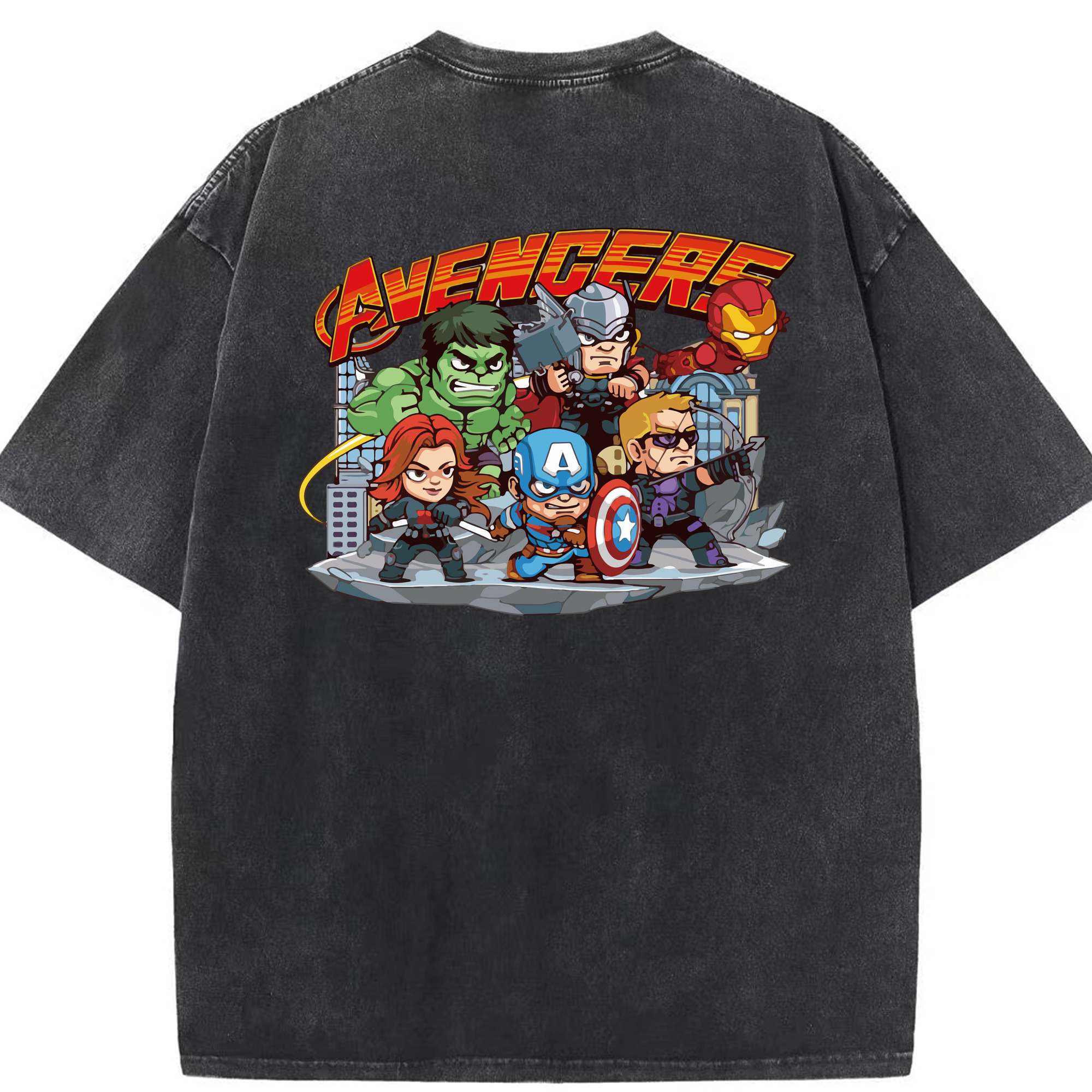 （画像用） アベンジャーズ The Avengers 綿100% ヴィンテージ風 半袖Tシャツ（背面プリント）