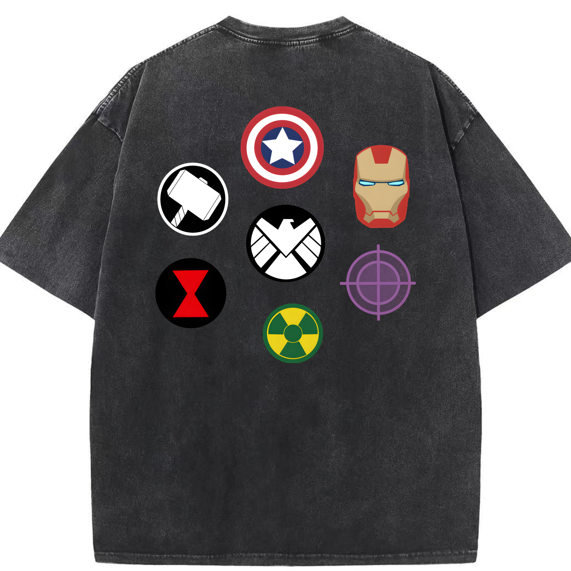 （画像用） アベンジャーズ The Avengers 綿100% ヴィンテージ風 半袖Tシャツ（背面プリント）