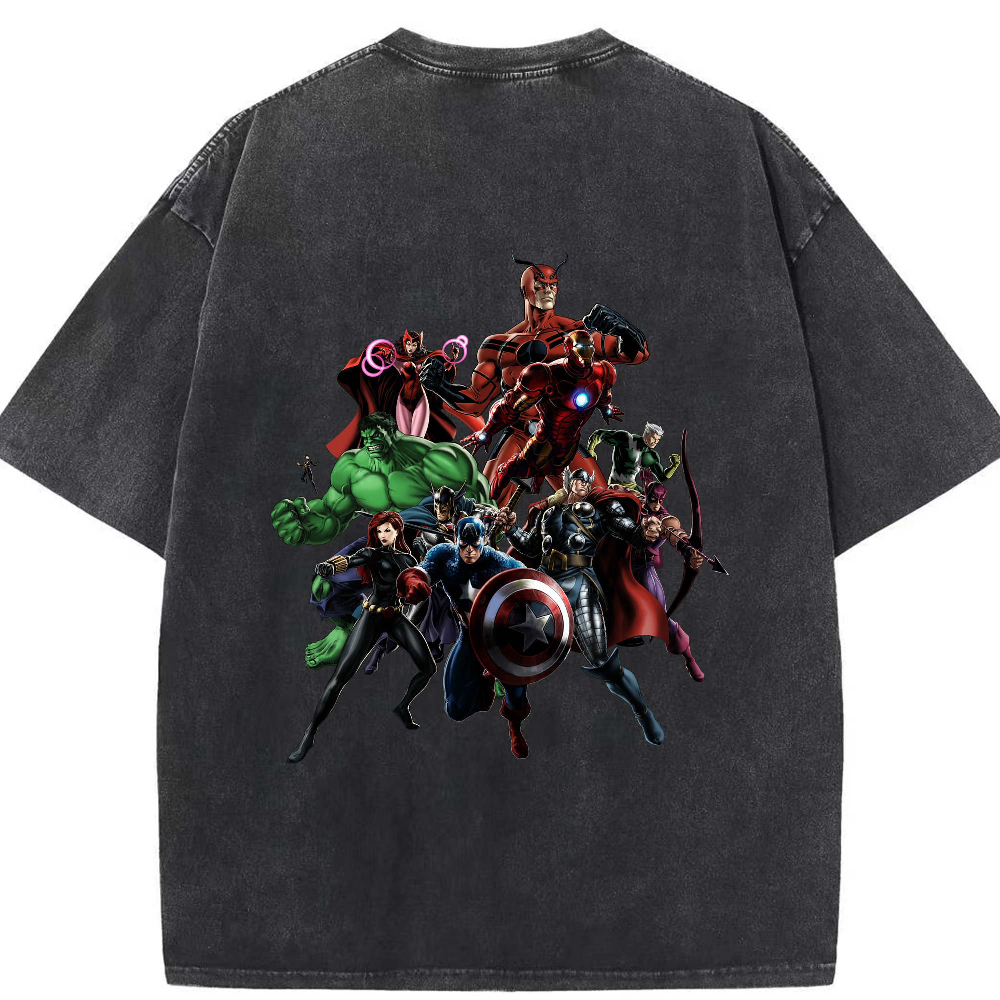 （画像用） アベンジャーズ The Avengers 綿100% ヴィンテージ風 半袖Tシャツ（背面プリント）