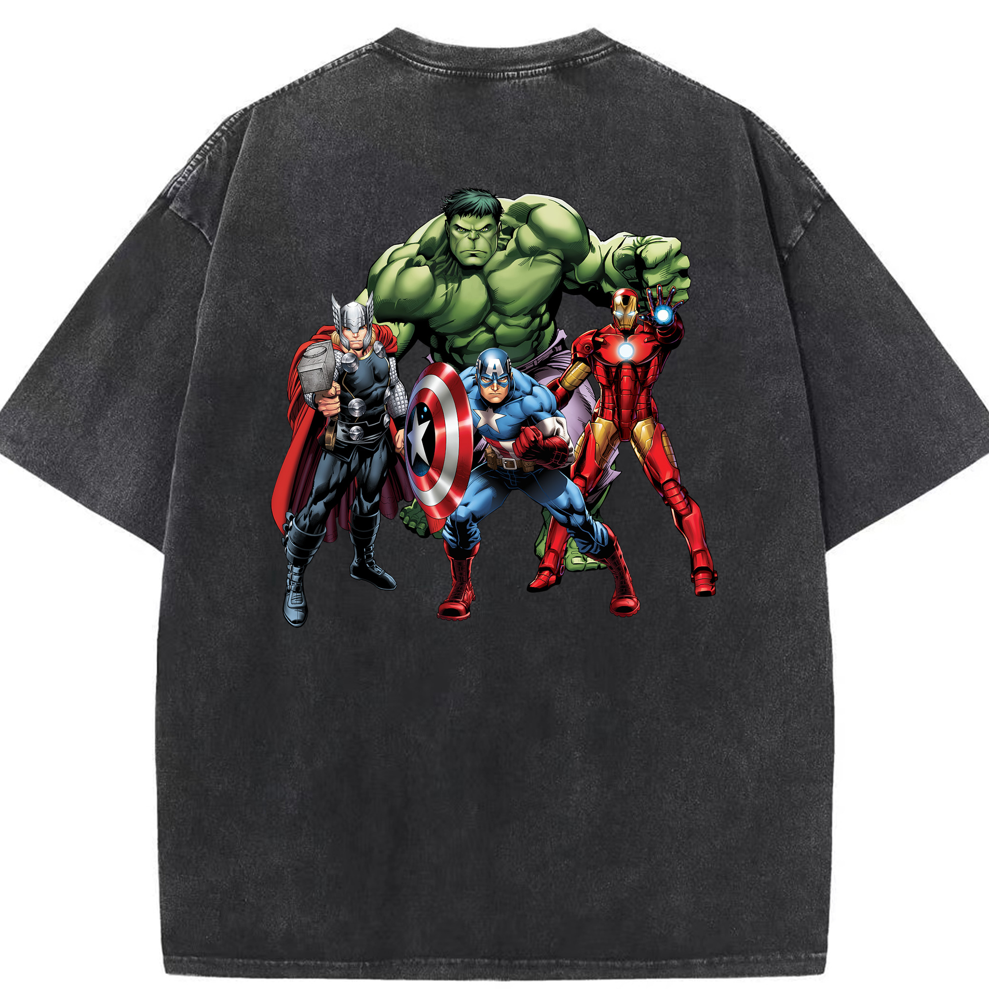 （画像用） アベンジャーズ The Avengers 綿100% ヴィンテージ風 半袖Tシャツ（背面プリント）