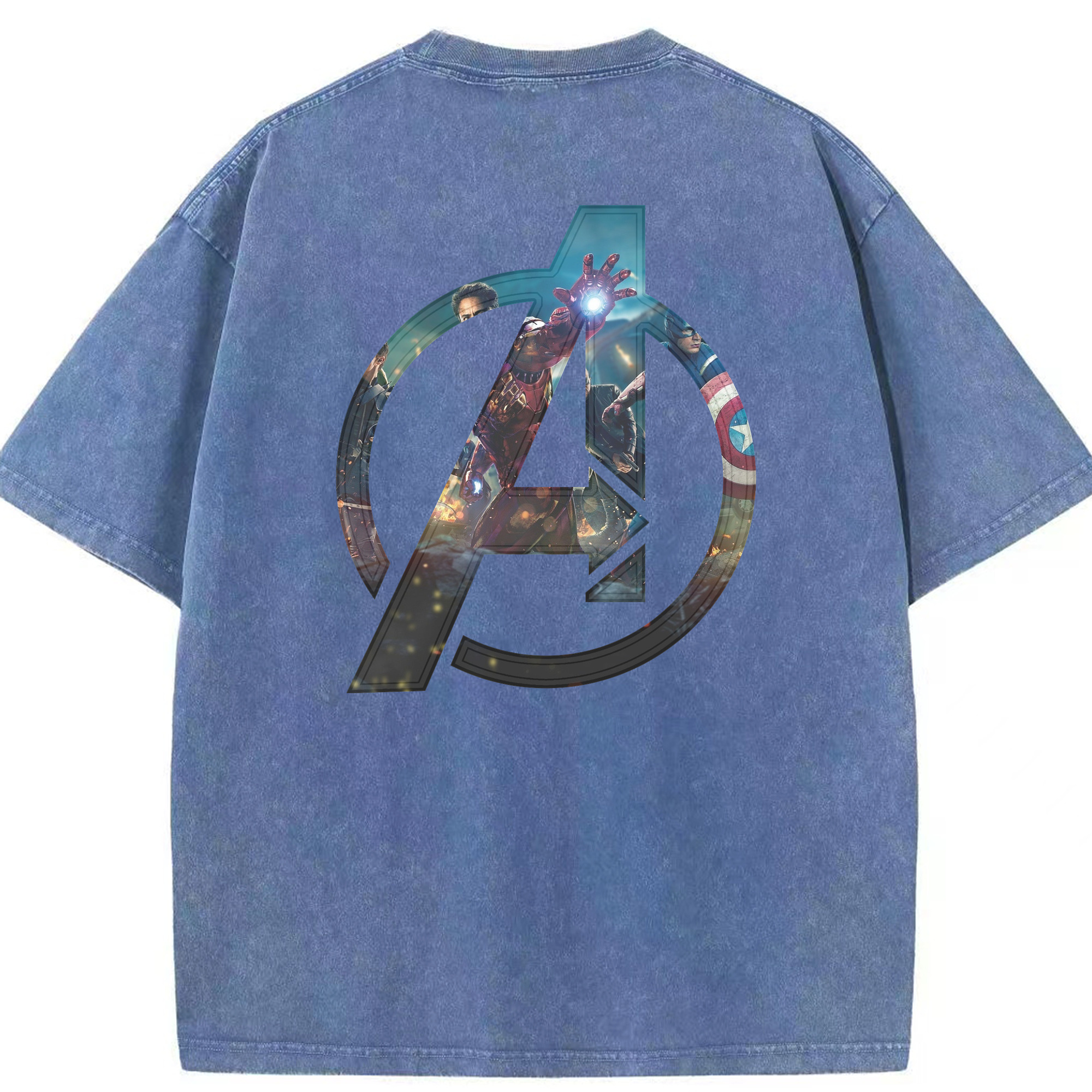 （画像用） アベンジャーズ The Avengers 綿100% ヴィンテージ風 半袖Tシャツ（背面プリント）