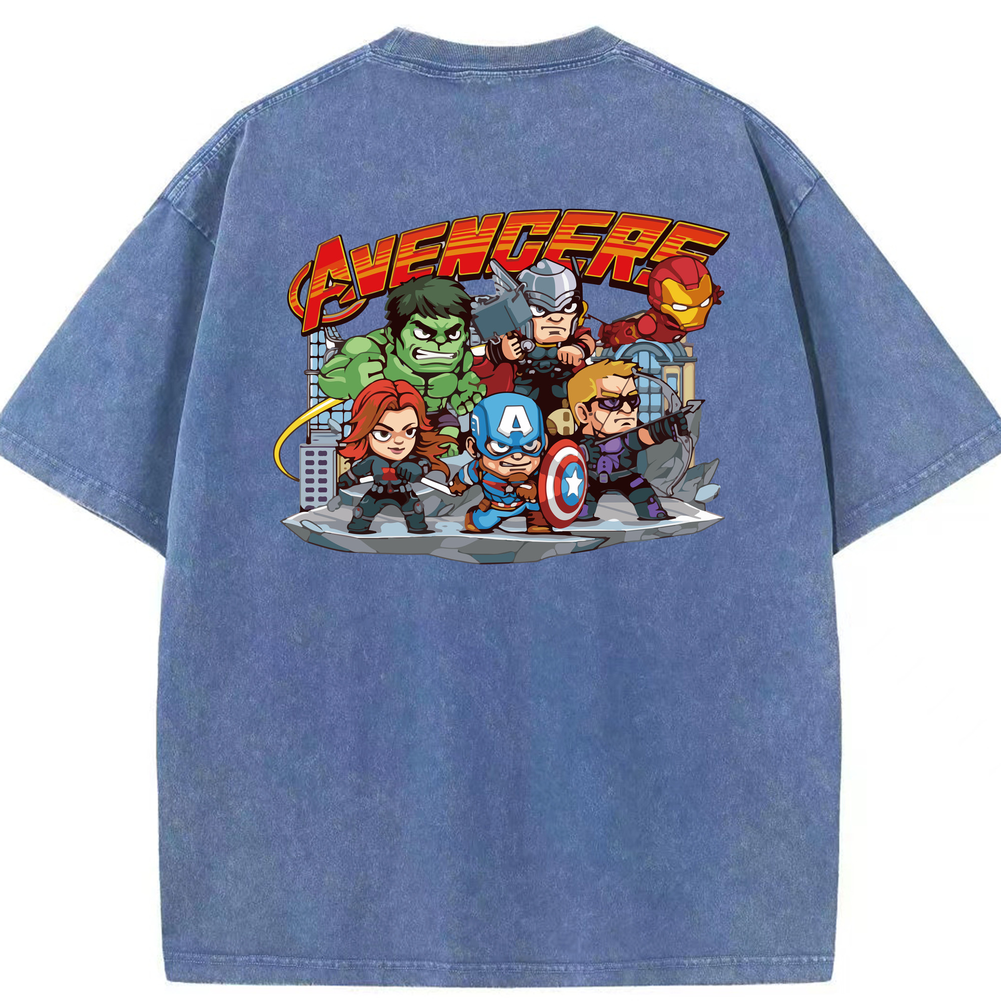 （画像用） アベンジャーズ The Avengers 綿100% ヴィンテージ風 半袖Tシャツ（背面プリント）
