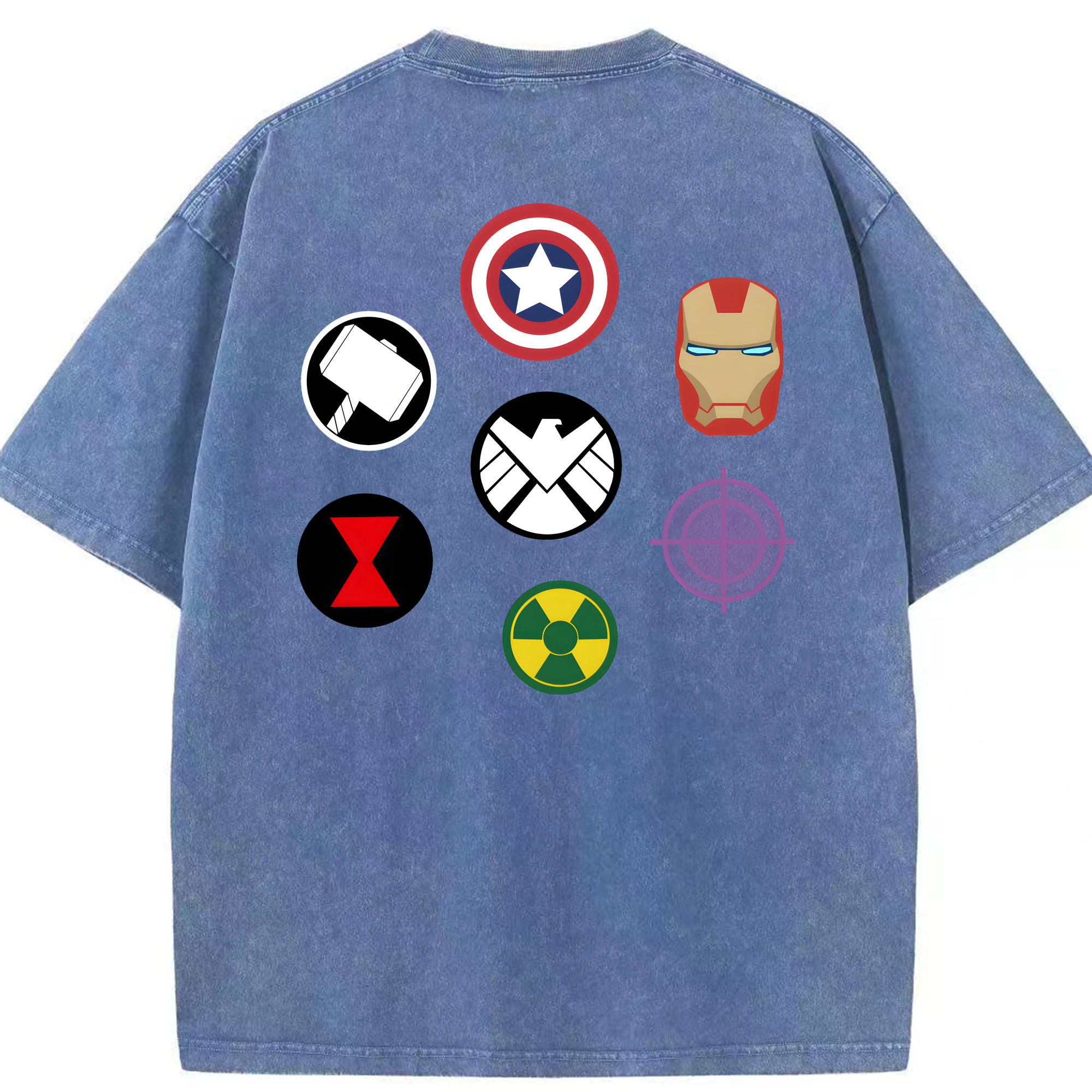（画像用） アベンジャーズ The Avengers 綿100% ヴィンテージ風 半袖Tシャツ（背面プリント）