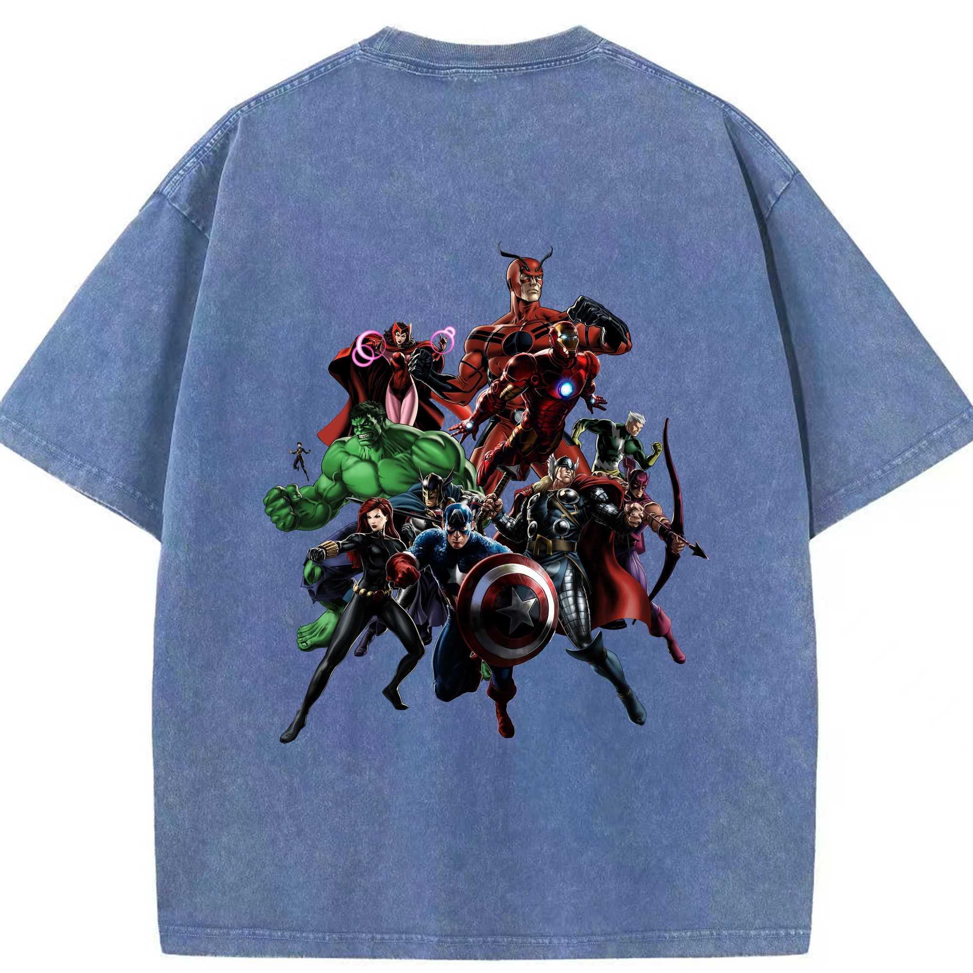 （画像用） アベンジャーズ The Avengers 綿100% ヴィンテージ風 半袖Tシャツ（背面プリント）