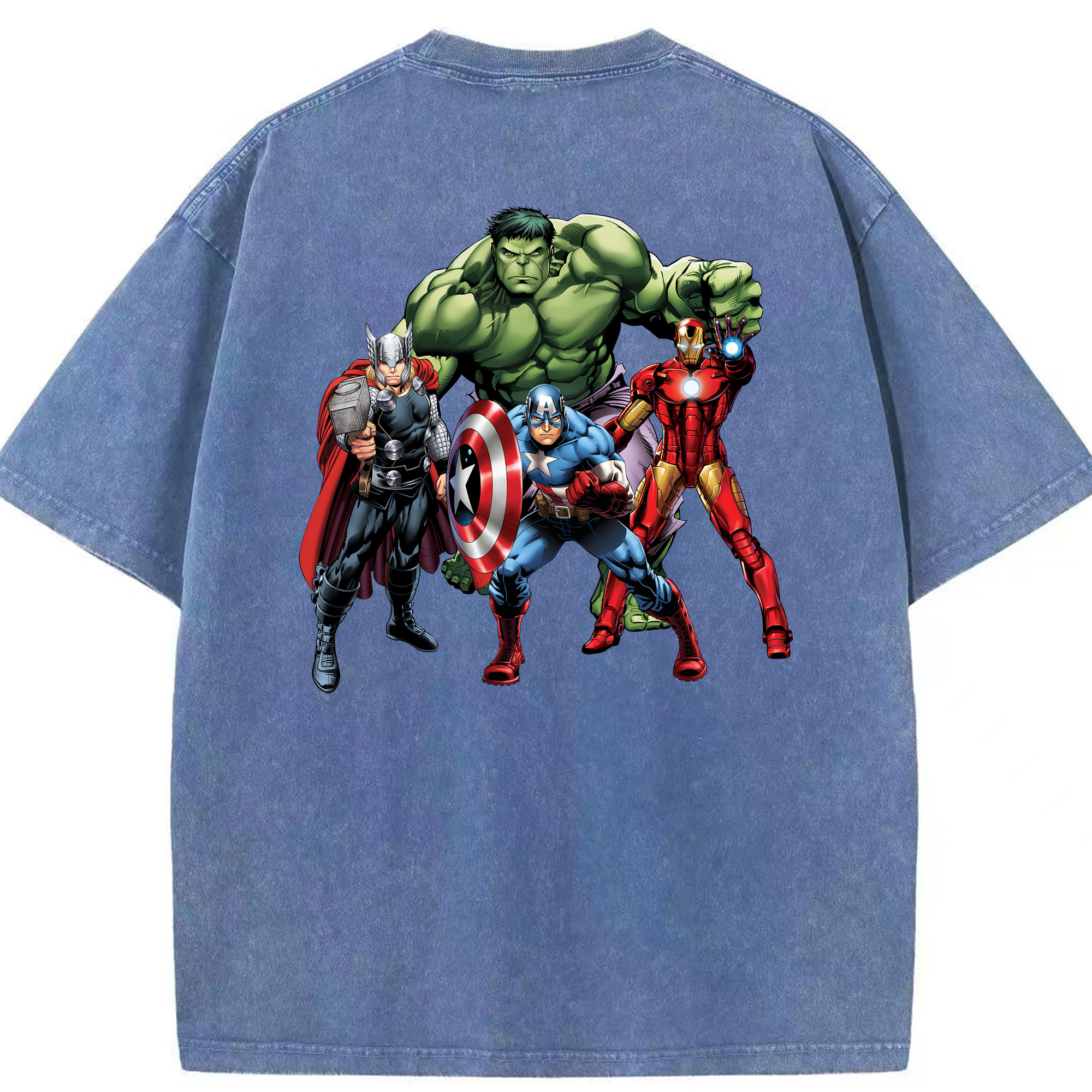 （画像用） アベンジャーズ The Avengers 綿100% ヴィンテージ風 半袖Tシャツ（背面プリント）