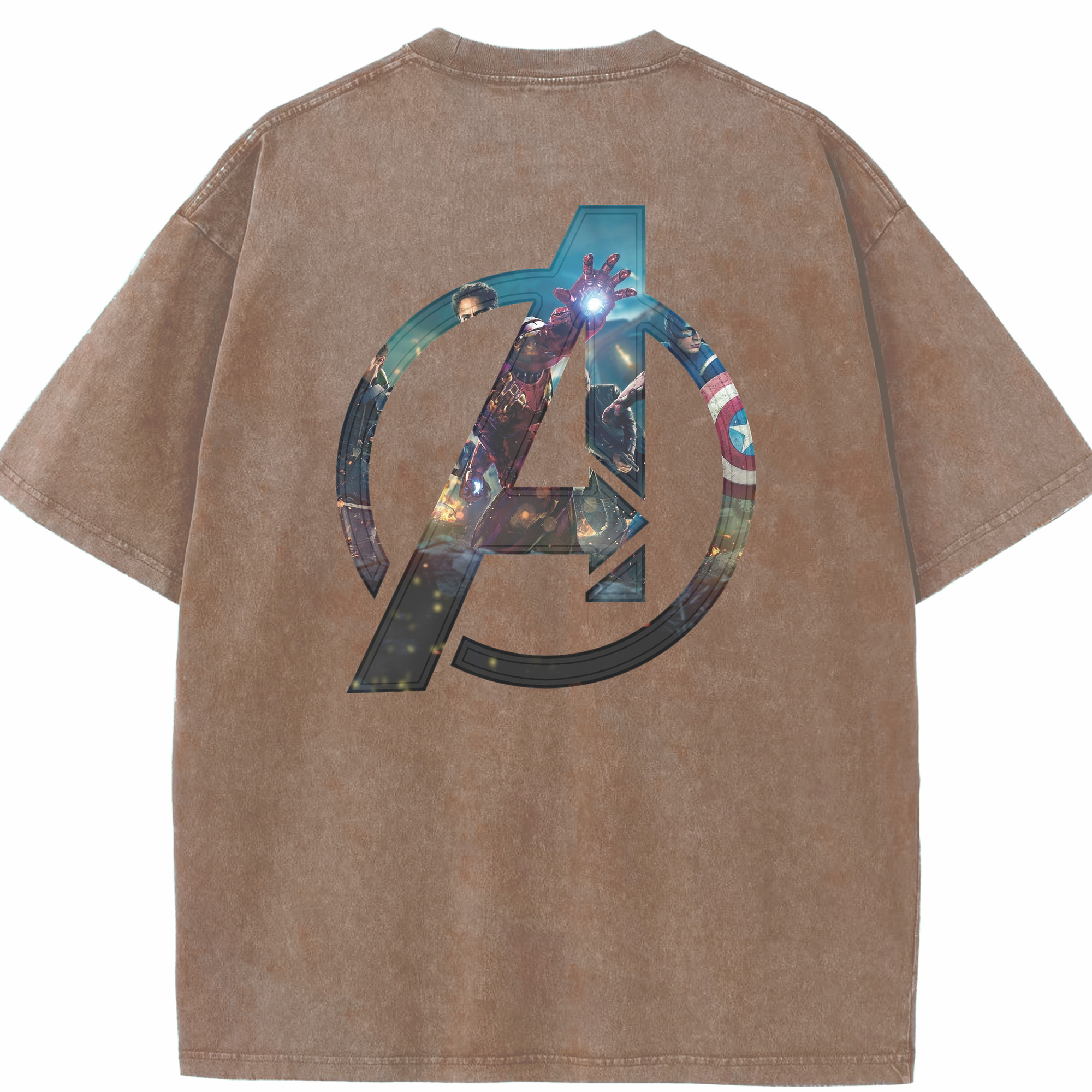 （画像用） アベンジャーズ The Avengers 綿100% ヴィンテージ風 半袖Tシャツ（背面プリント）