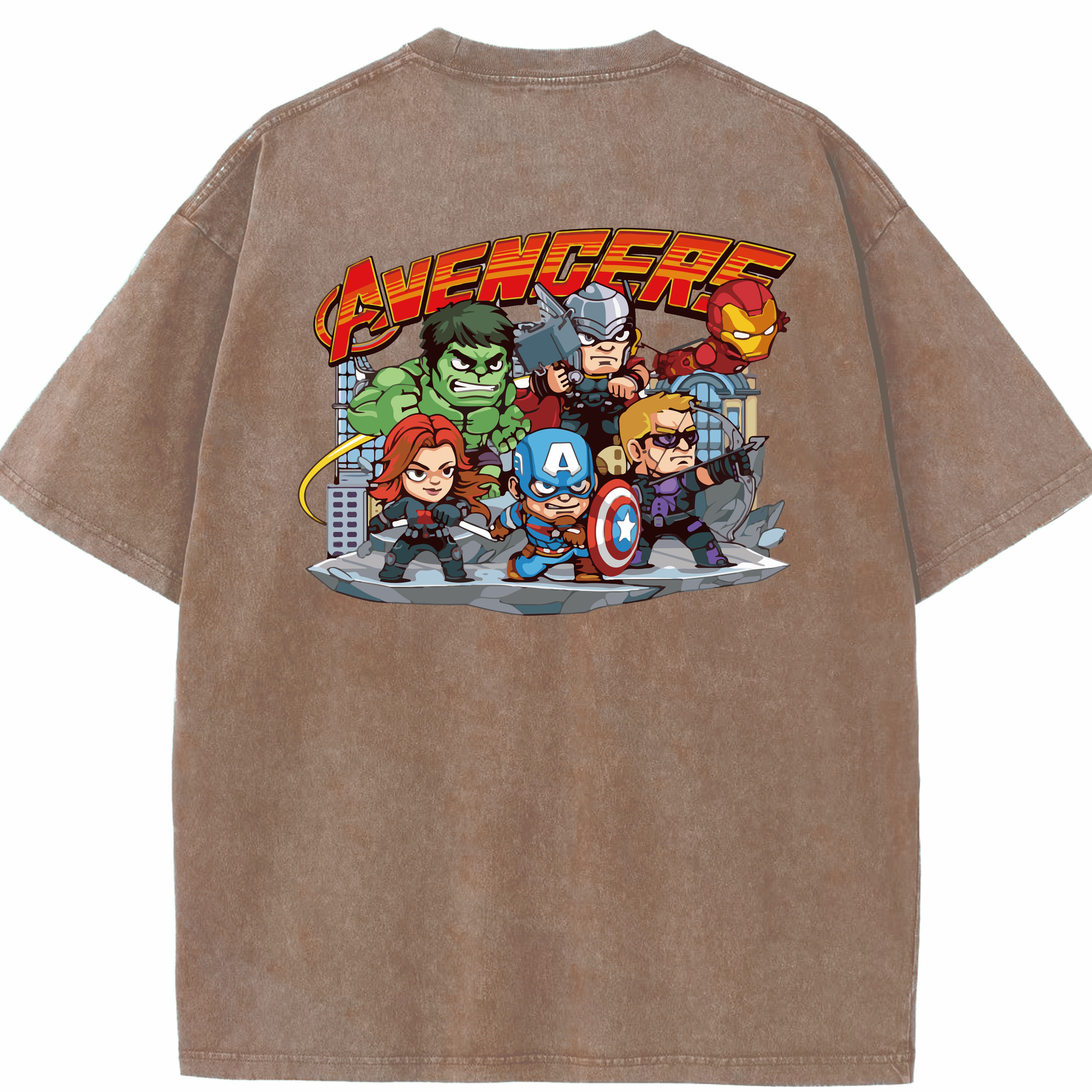 （画像用） アベンジャーズ The Avengers 綿100% ヴィンテージ風 半袖Tシャツ（背面プリント）