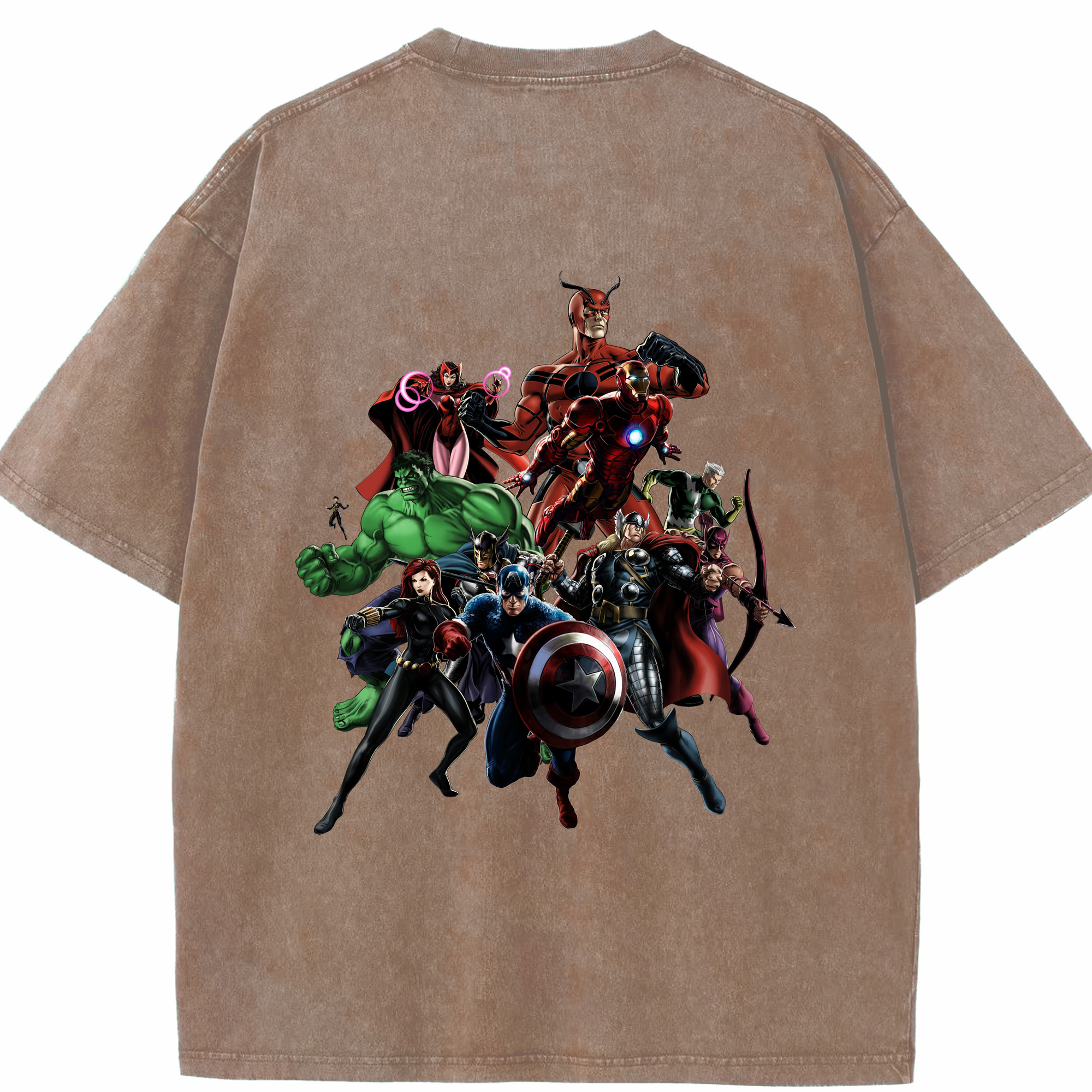 （画像用） アベンジャーズ The Avengers 綿100% ヴィンテージ風 半袖Tシャツ（背面プリント）