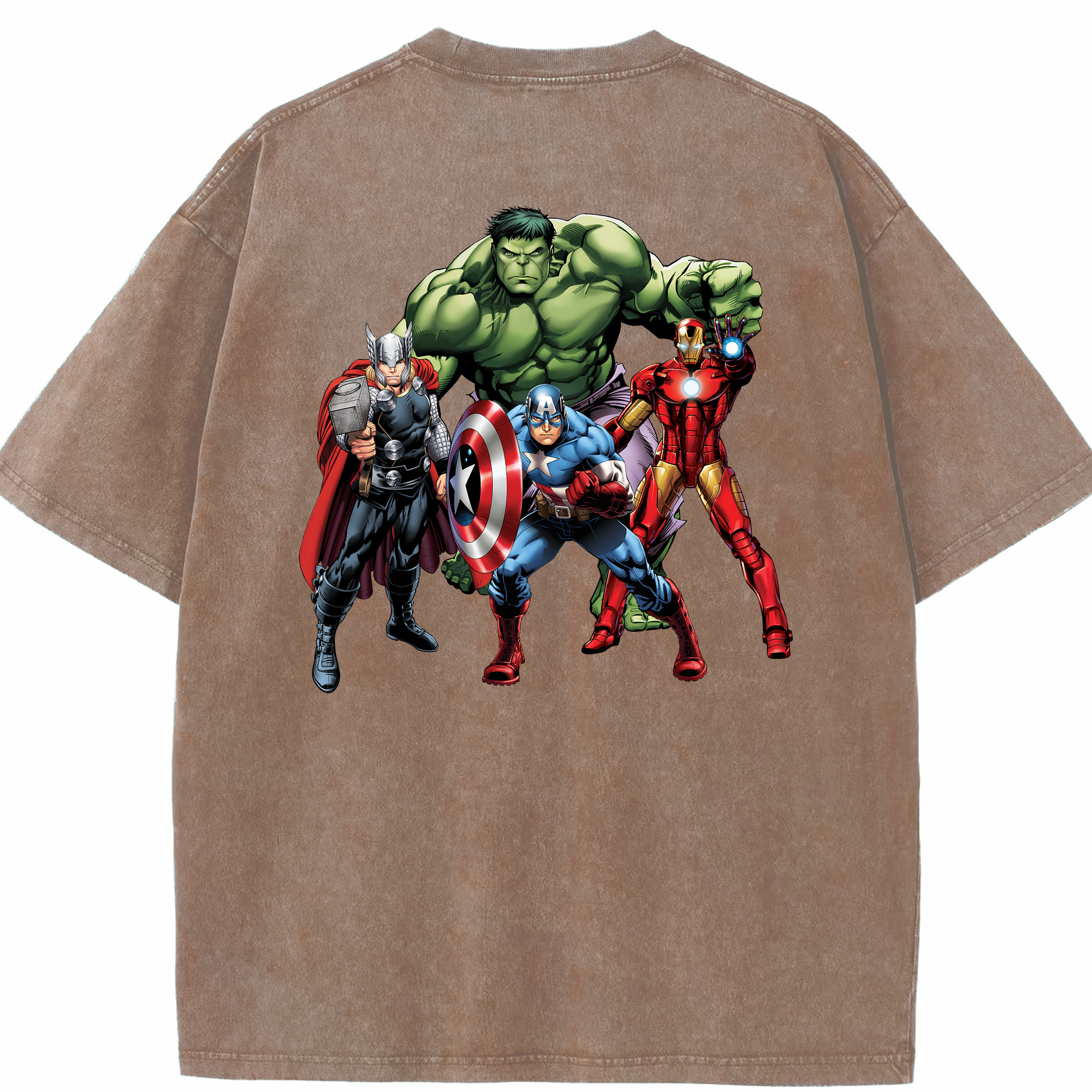 （画像用） アベンジャーズ The Avengers 綿100% ヴィンテージ風 半袖Tシャツ（背面プリント）