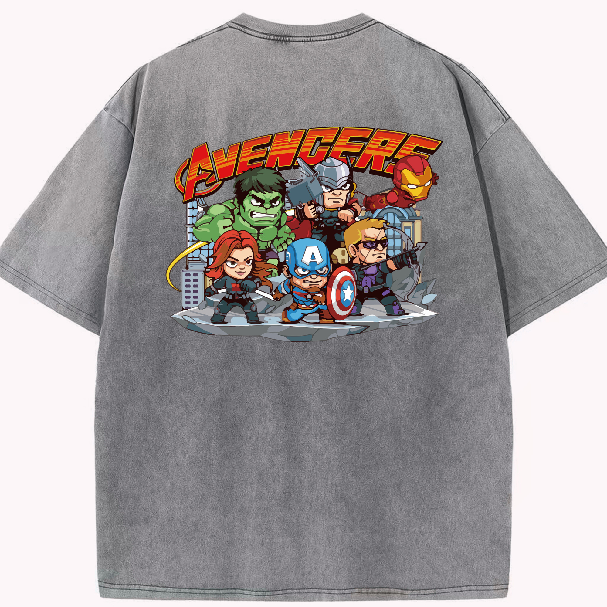（画像用） アベンジャーズ The Avengers 綿100% ヴィンテージ風 半袖Tシャツ（背面プリント）