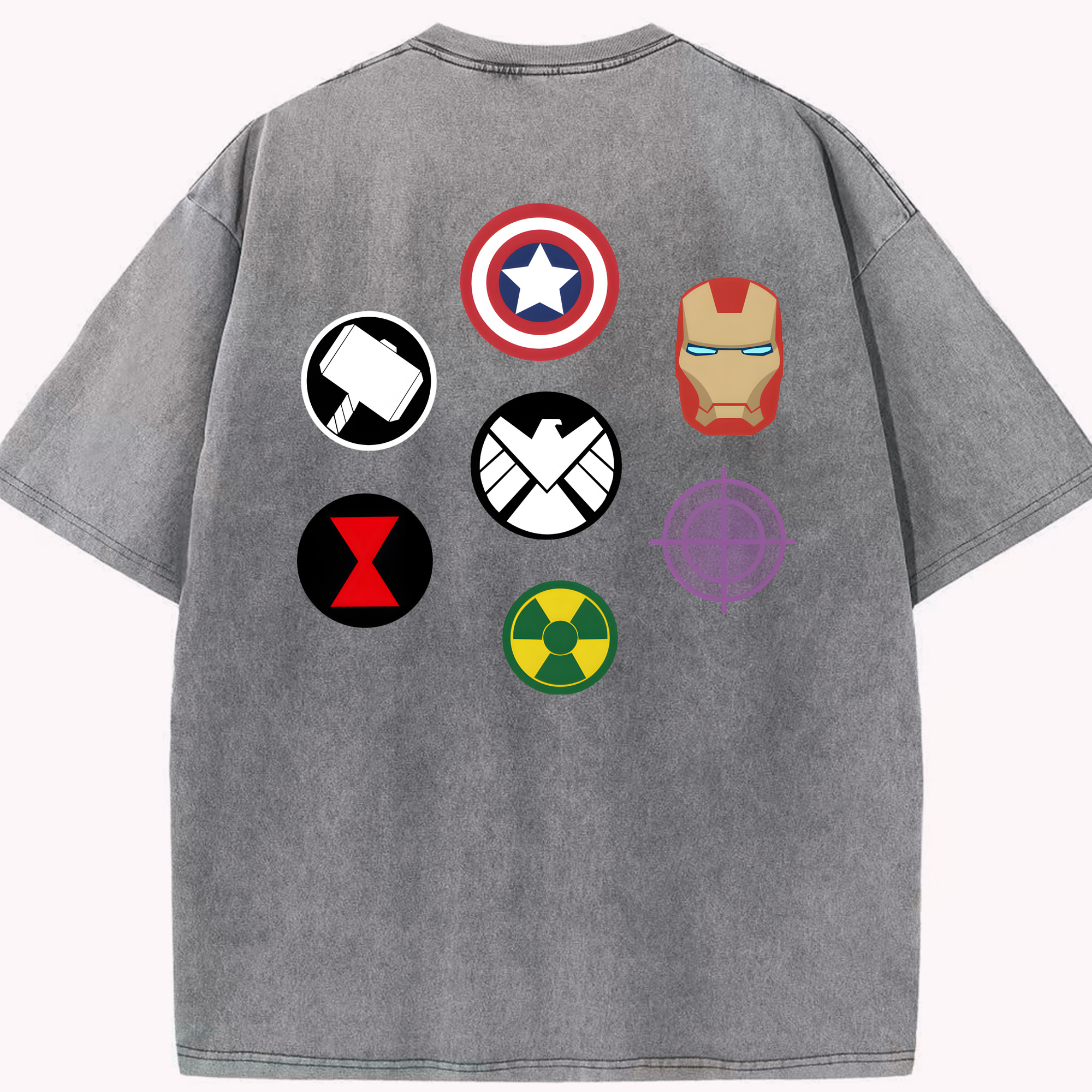 （画像用） アベンジャーズ The Avengers 綿100% ヴィンテージ風 半袖Tシャツ（背面プリント）