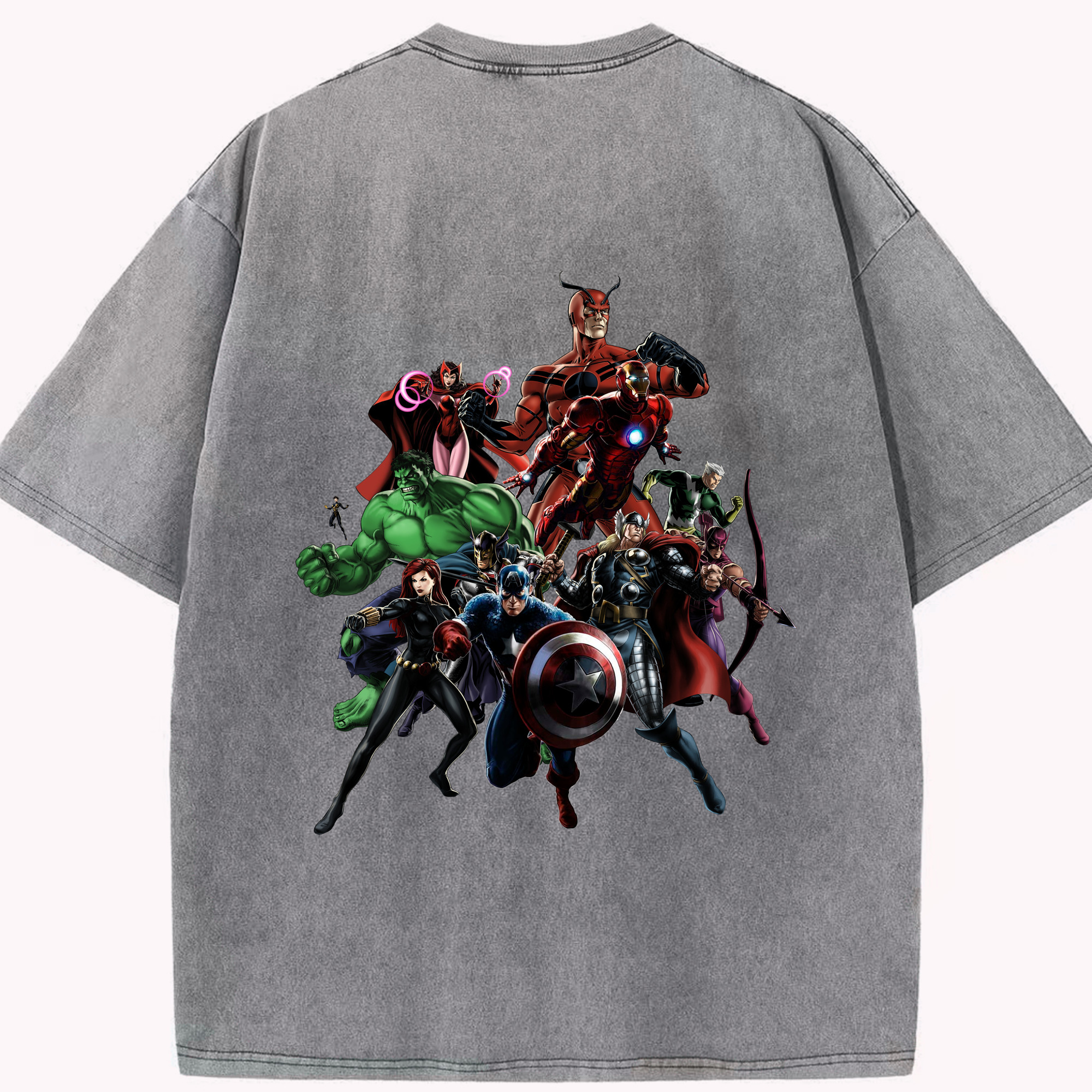 （画像用） アベンジャーズ The Avengers 綿100% ヴィンテージ風 半袖Tシャツ（背面プリント）