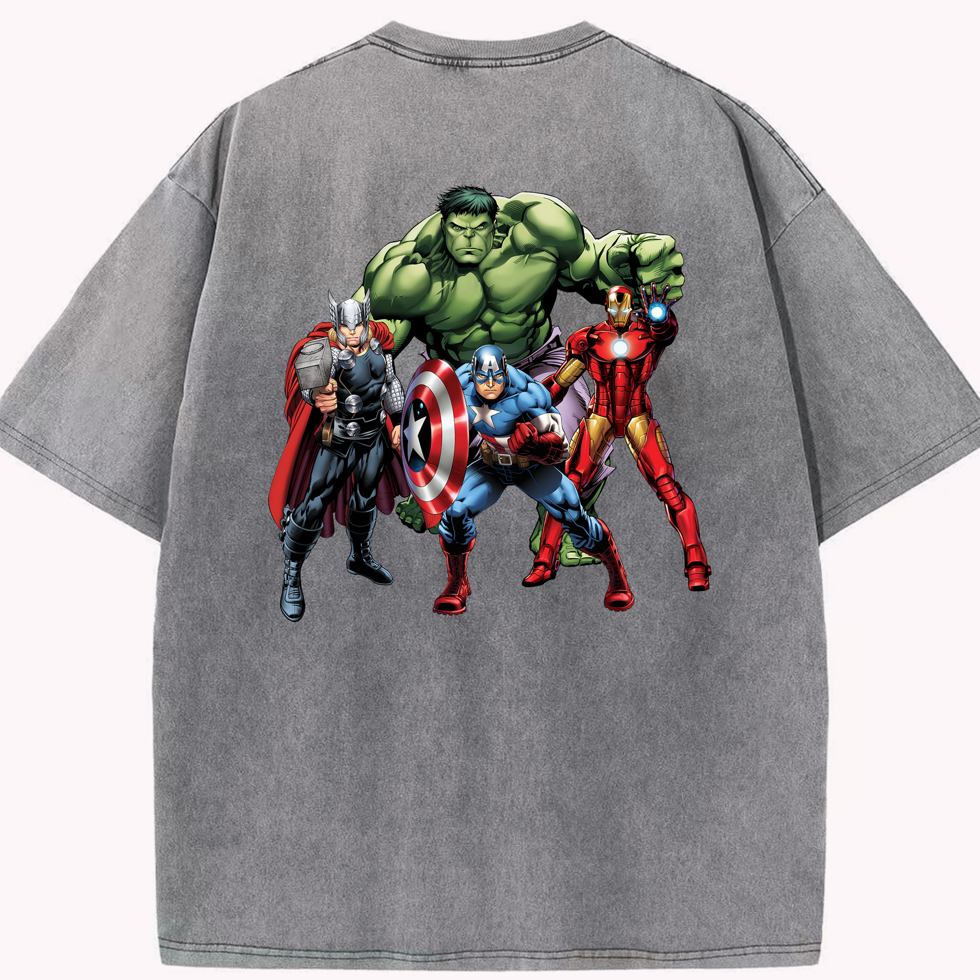 （画像用） アベンジャーズ The Avengers 綿100% ヴィンテージ風 半袖Tシャツ（背面プリント）
