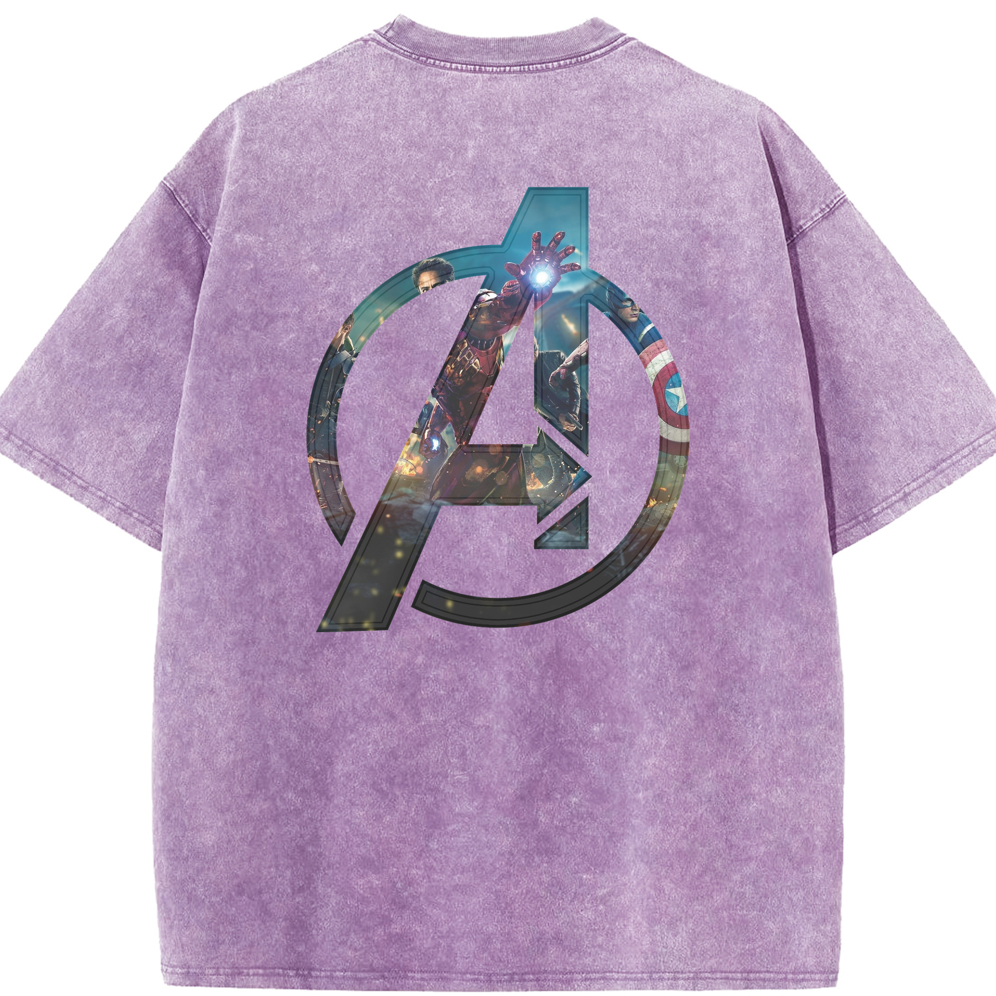（画像用） アベンジャーズ The Avengers 綿100% ヴィンテージ風 半袖Tシャツ（背面プリント）