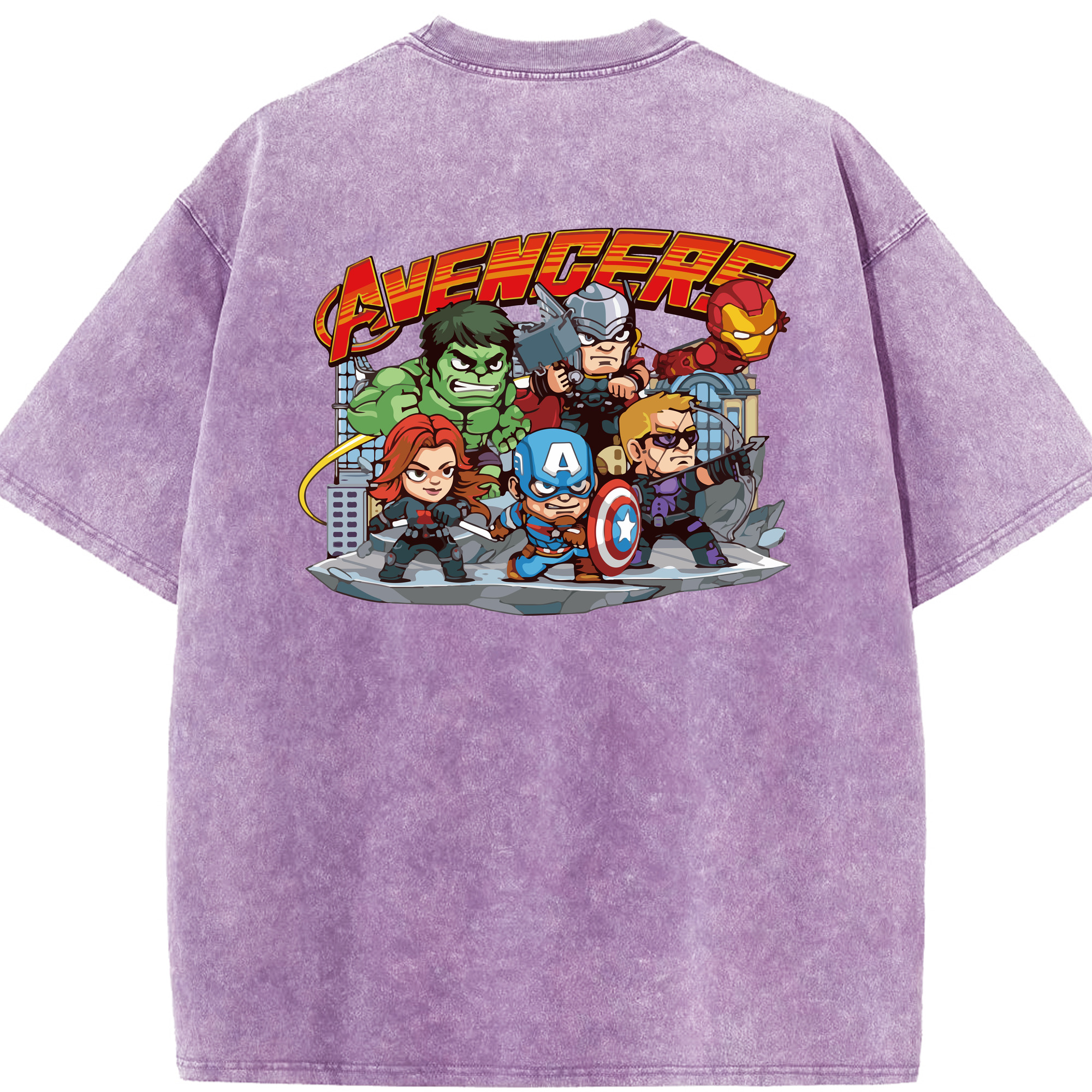 （画像用） アベンジャーズ The Avengers 綿100% ヴィンテージ風 半袖Tシャツ（背面プリント）