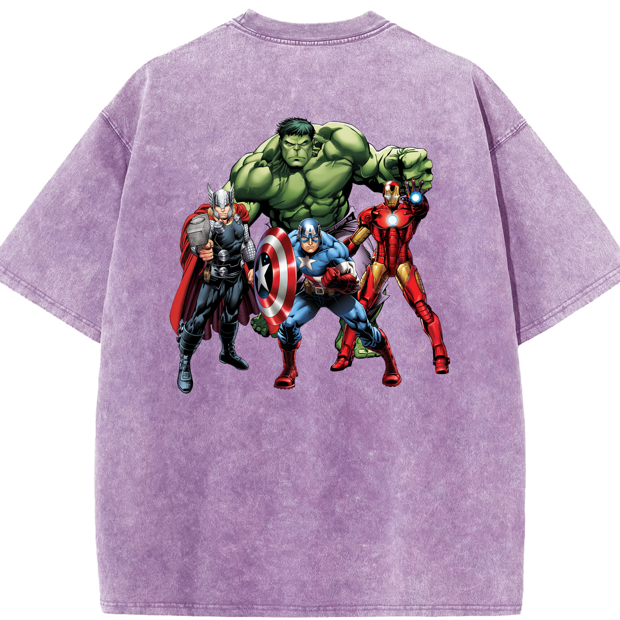 （画像用） アベンジャーズ The Avengers 綿100% ヴィンテージ風 半袖Tシャツ（背面プリント）