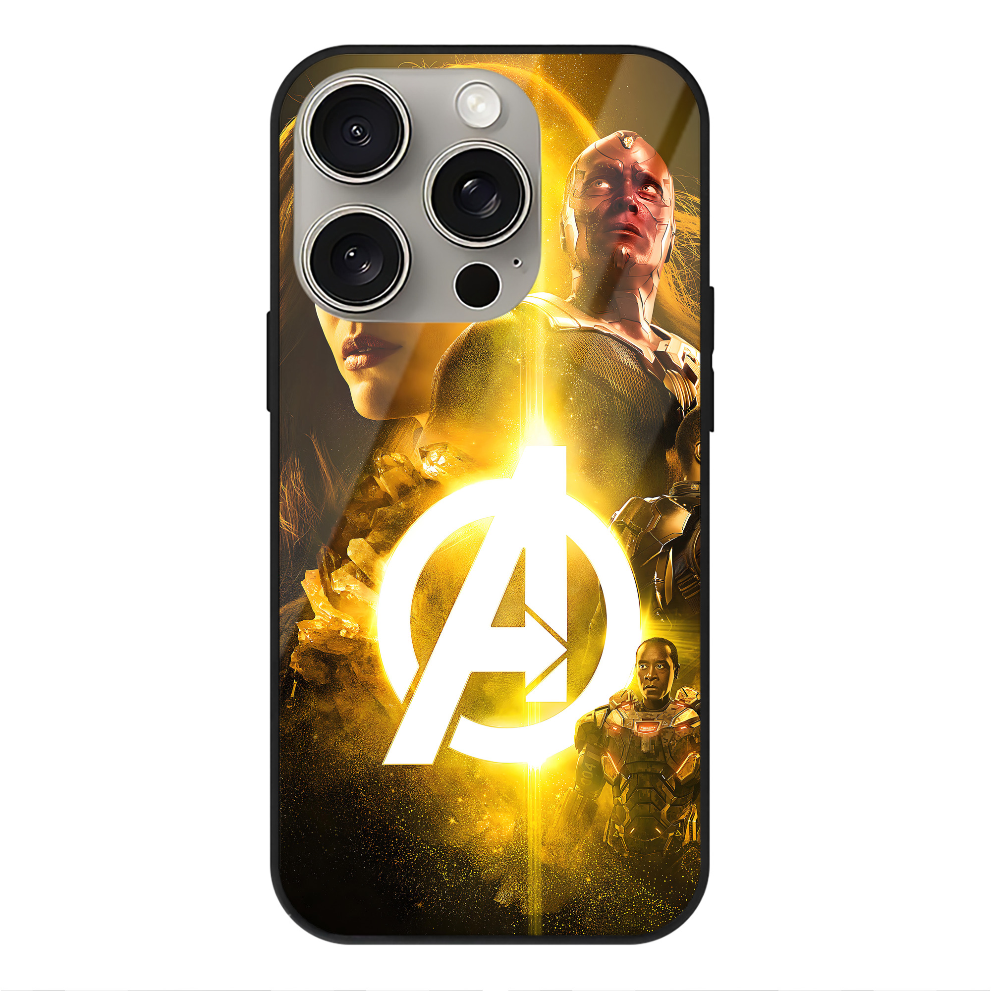 （画像用） アベンジャーズ The Avengers 【iPhone15Pro対応】スマホケース 耐衝撃＆黄変防止 背面ガラス