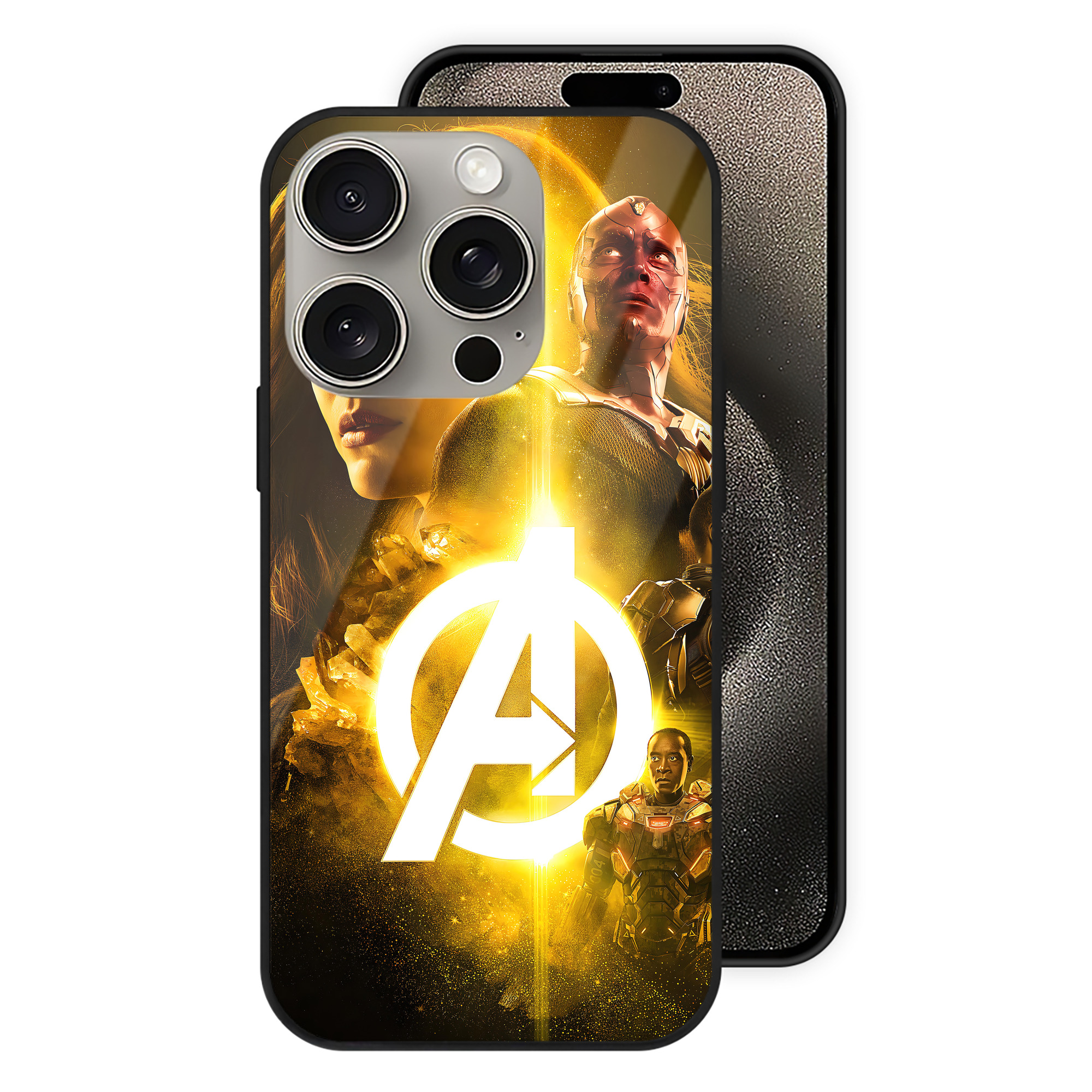 （画像用） アベンジャーズ The Avengers 【iPhone15Pro対応】スマホケース 耐衝撃＆黄変防止 背面ガラス