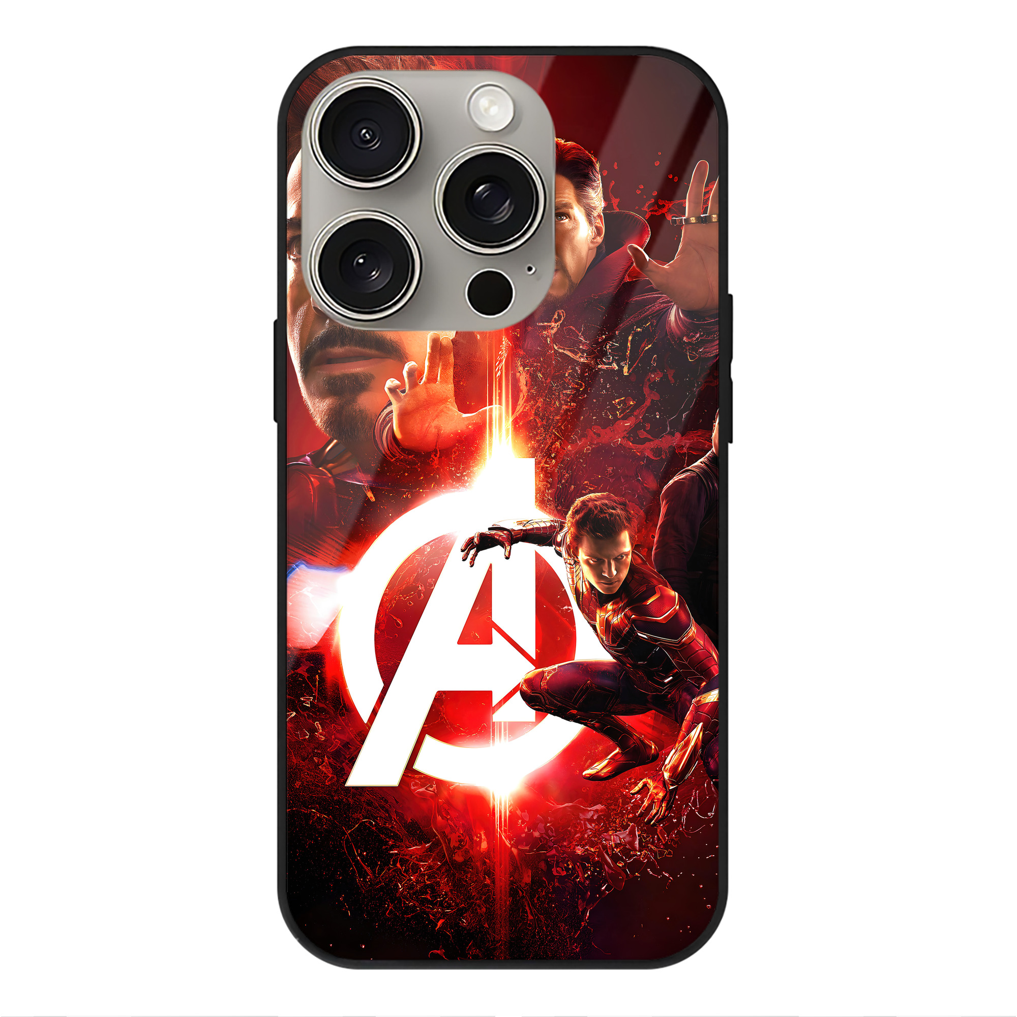 （画像用） アベンジャーズ The Avengers 【iPhone15Pro対応】スマホケース 耐衝撃＆黄変防止 背面ガラス