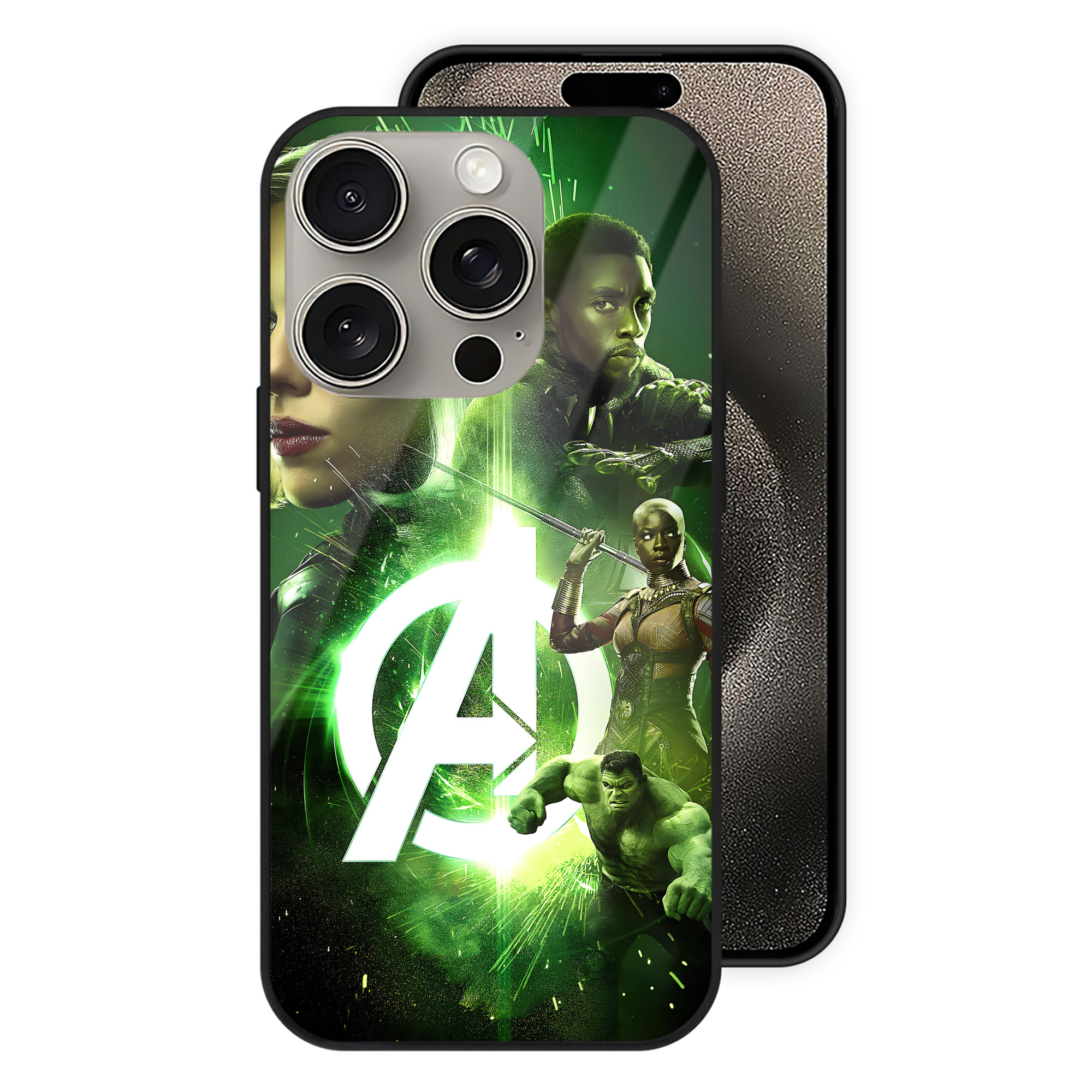 （画像用） アベンジャーズ The Avengers 【iPhone15Pro対応】スマホケース 耐衝撃＆黄変防止 背面ガラス