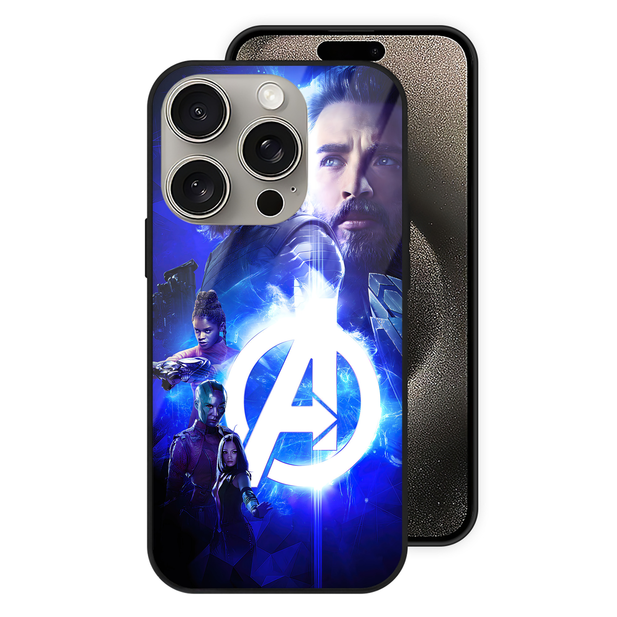 （画像用） アベンジャーズ The Avengers 【iPhone15Pro対応】スマホケース 耐衝撃＆黄変防止 背面ガラス