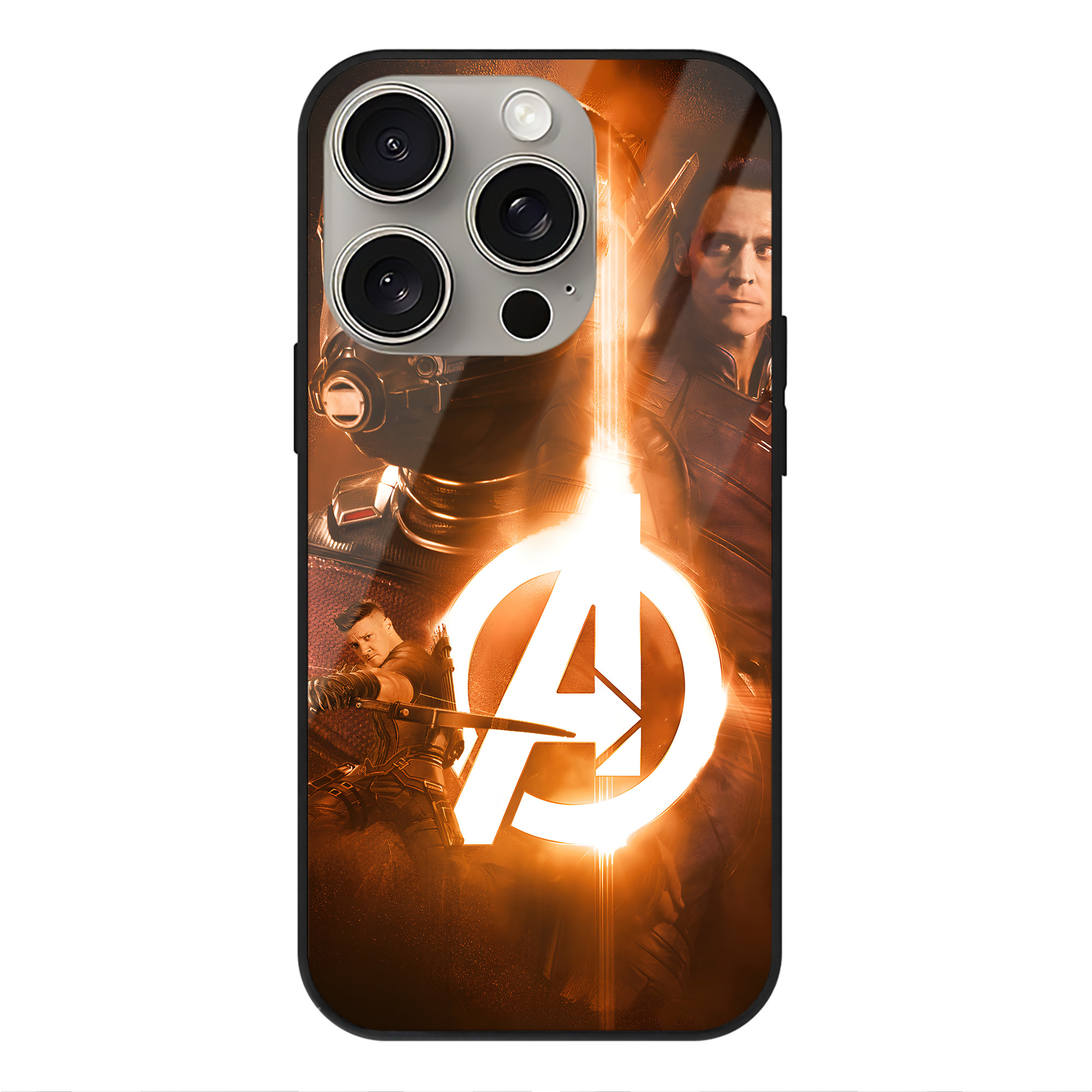 （画像用） アベンジャーズ The Avengers 【iPhone15Pro対応】スマホケース 耐衝撃＆黄変防止 背面ガラス