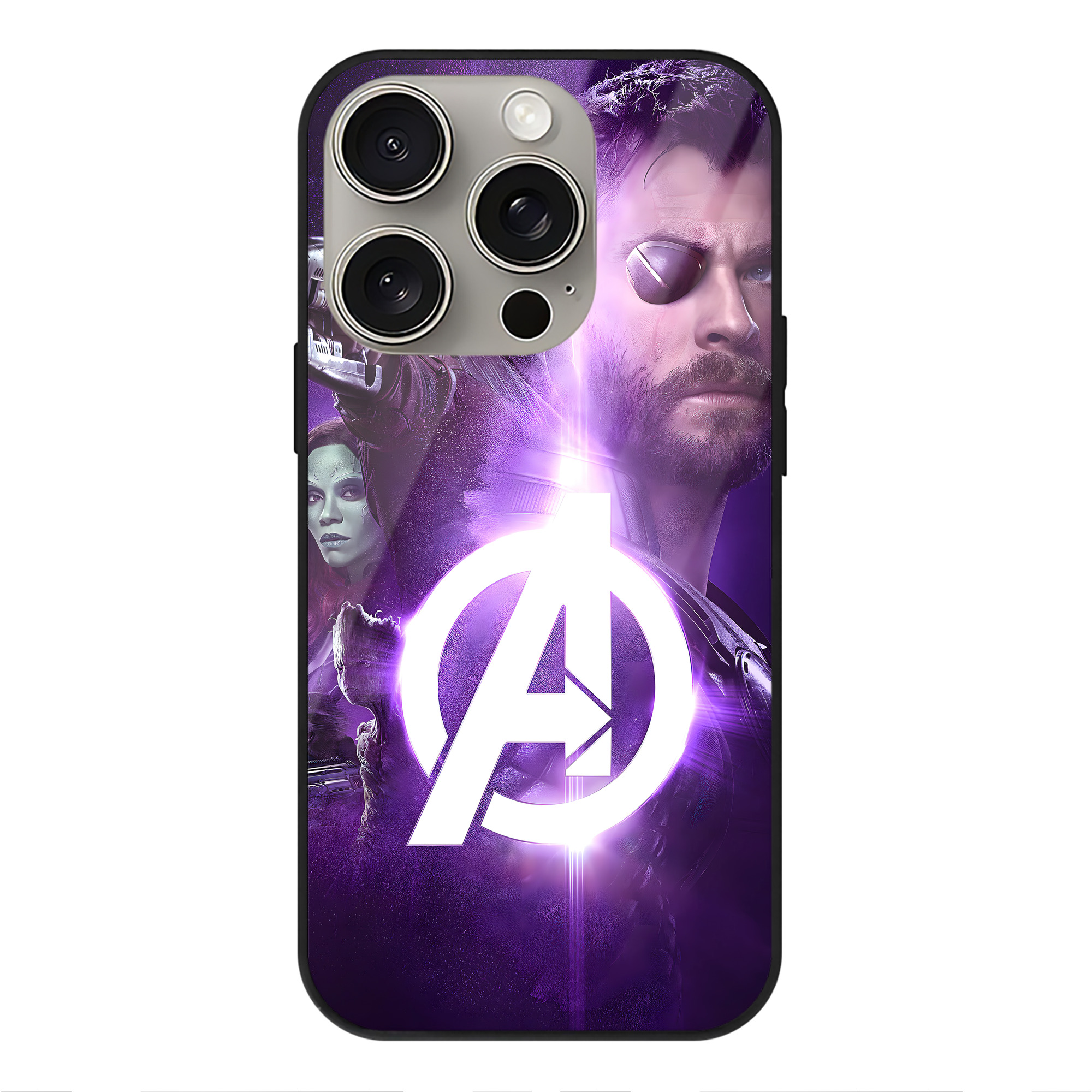 （画像用） アベンジャーズ The Avengers 【iPhone15Pro対応】スマホケース 耐衝撃＆黄変防止 背面ガラス