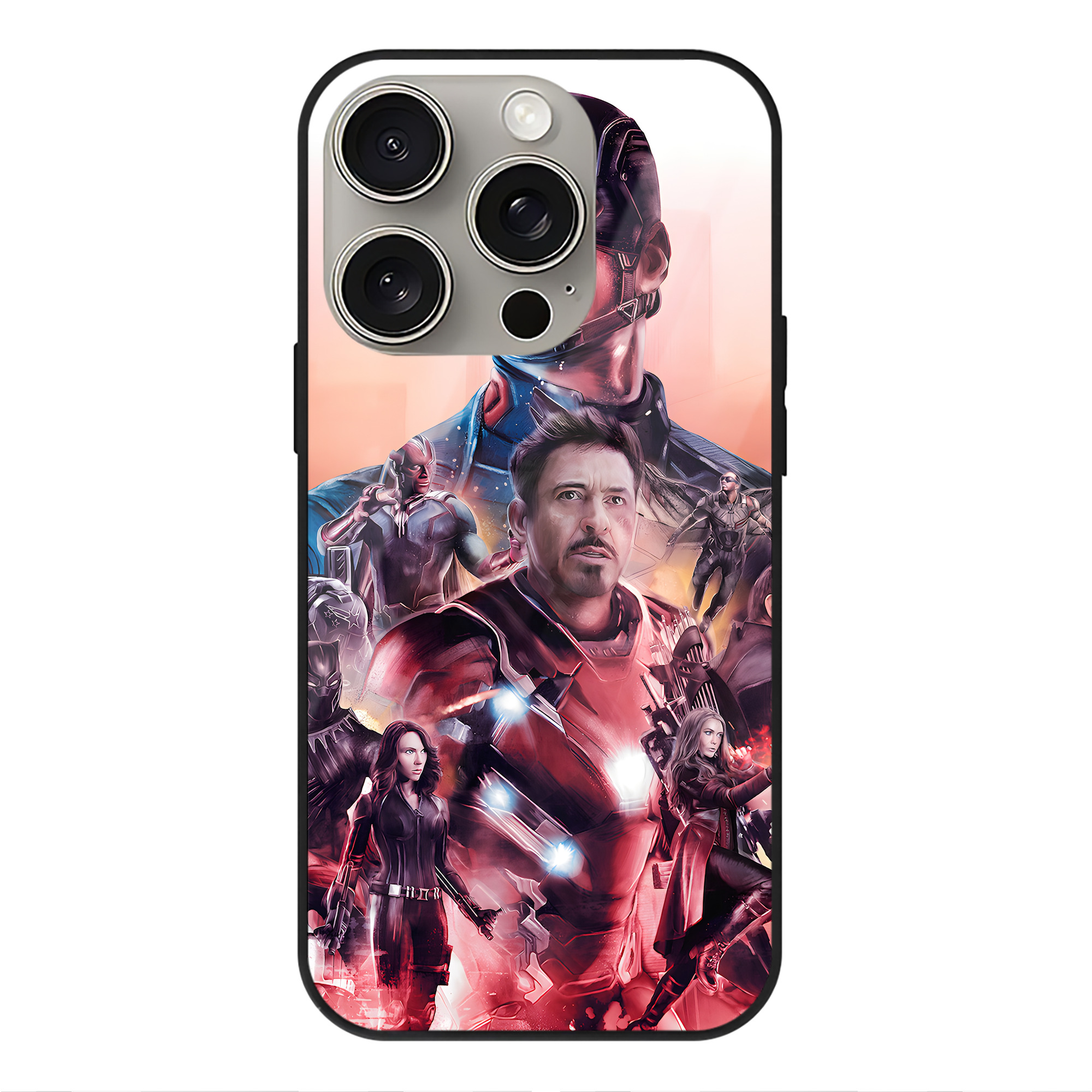 （画像用） アベンジャーズ The Avengers 【iPhone15Pro対応】スマホケース 耐衝撃＆黄変防止 背面ガラス