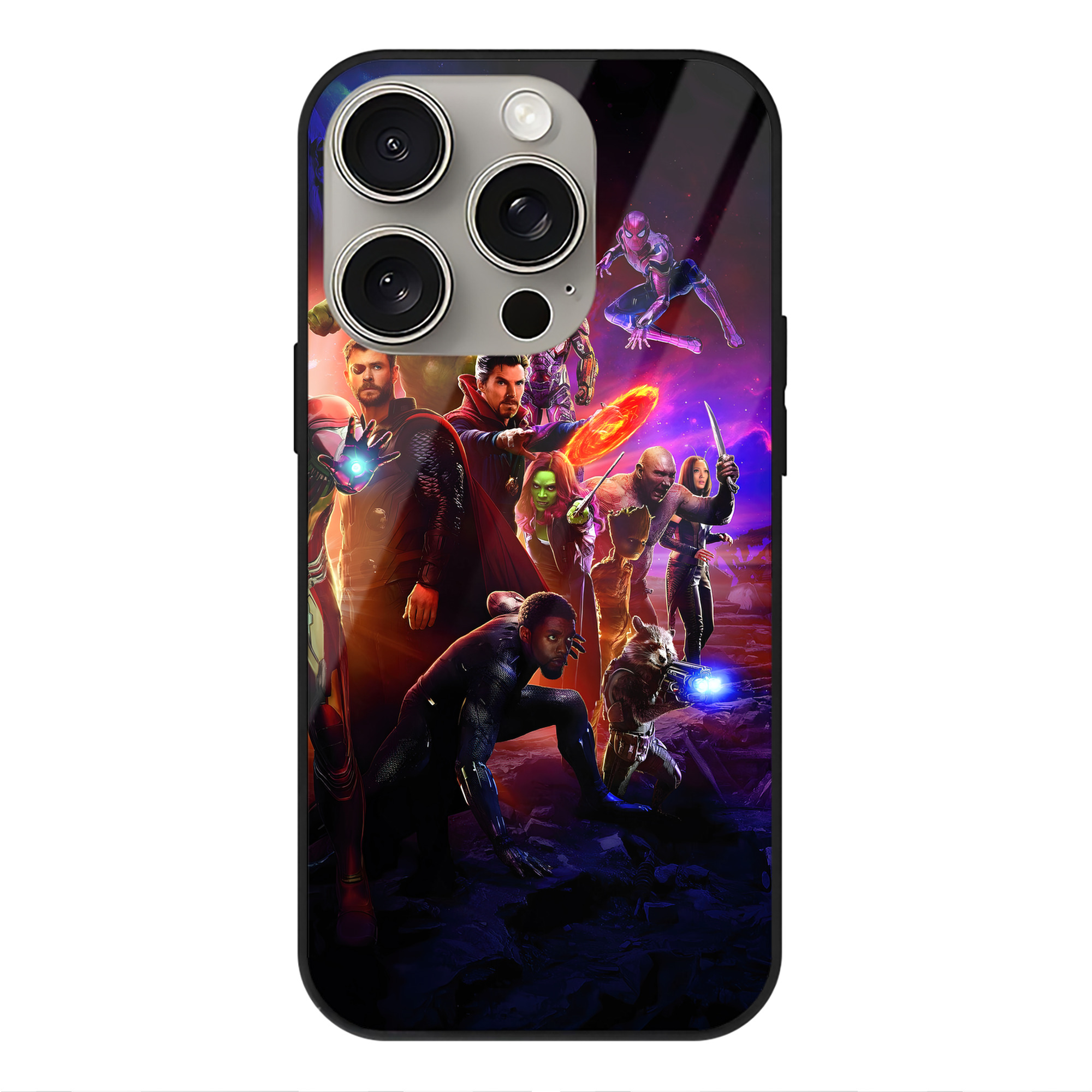 （画像用） アベンジャーズ The Avengers 【iPhone15Pro対応】スマホケース 耐衝撃＆黄変防止 背面ガラス