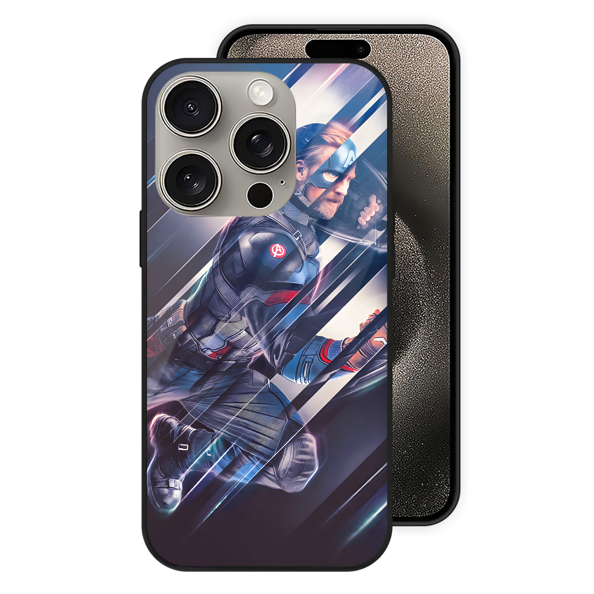 （画像用） アベンジャーズ The Avengers 【iPhone15Pro対応】スマホケース 耐衝撃＆黄変防止 背面ガラス