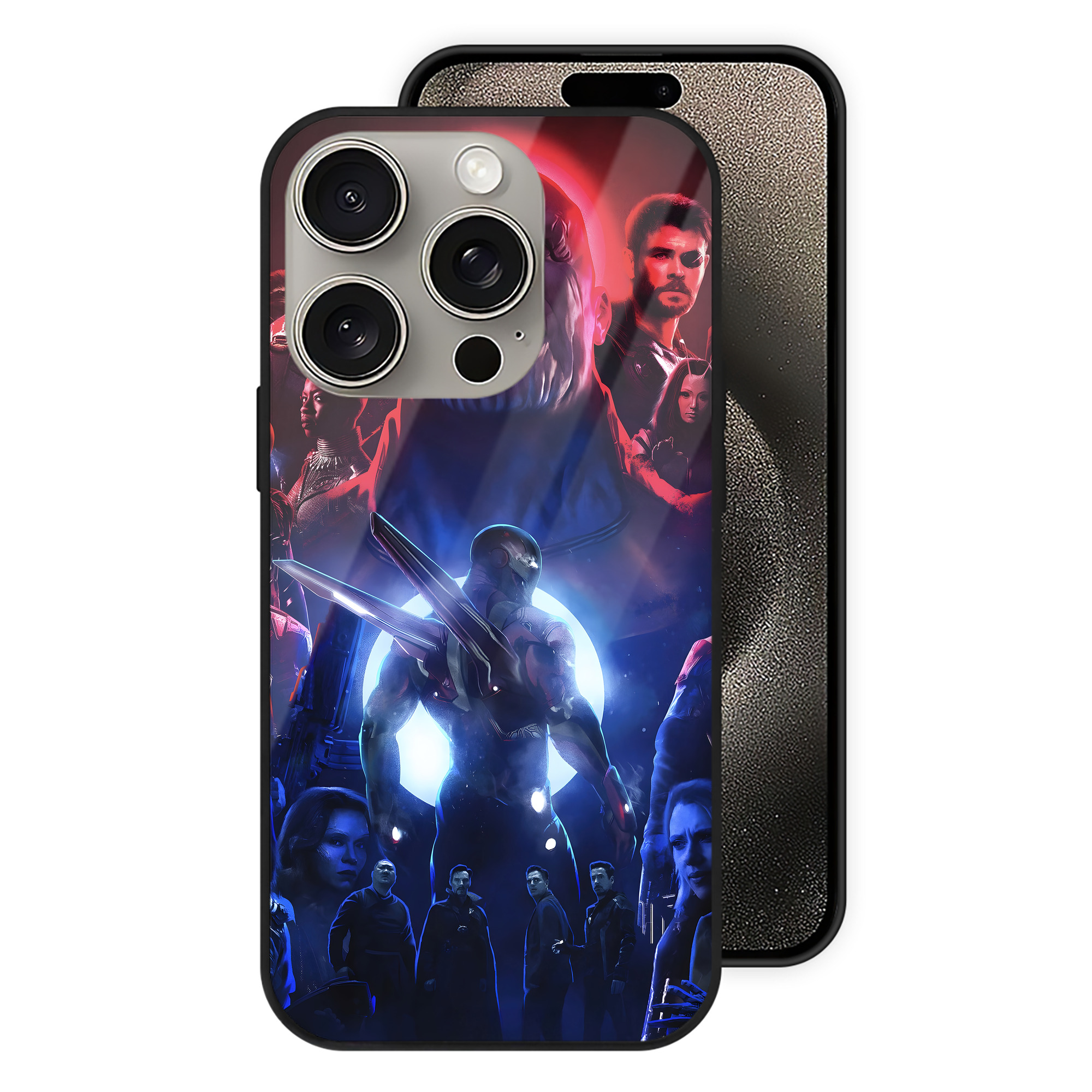 （画像用） アベンジャーズ The Avengers 【iPhone15Pro対応】スマホケース 耐衝撃＆黄変防止 背面ガラス