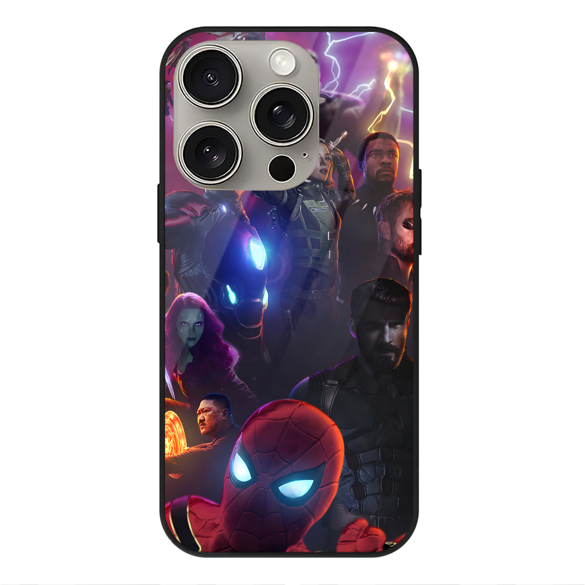 （画像用） アベンジャーズ The Avengers 【iPhone15Pro対応】スマホケース 耐衝撃＆黄変防止 背面ガラス