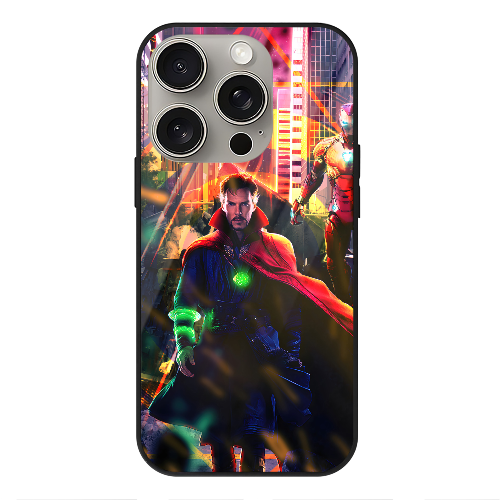（画像用） アベンジャーズ The Avengers 【iPhone15Pro対応】スマホケース 耐衝撃＆黄変防止 背面ガラス
